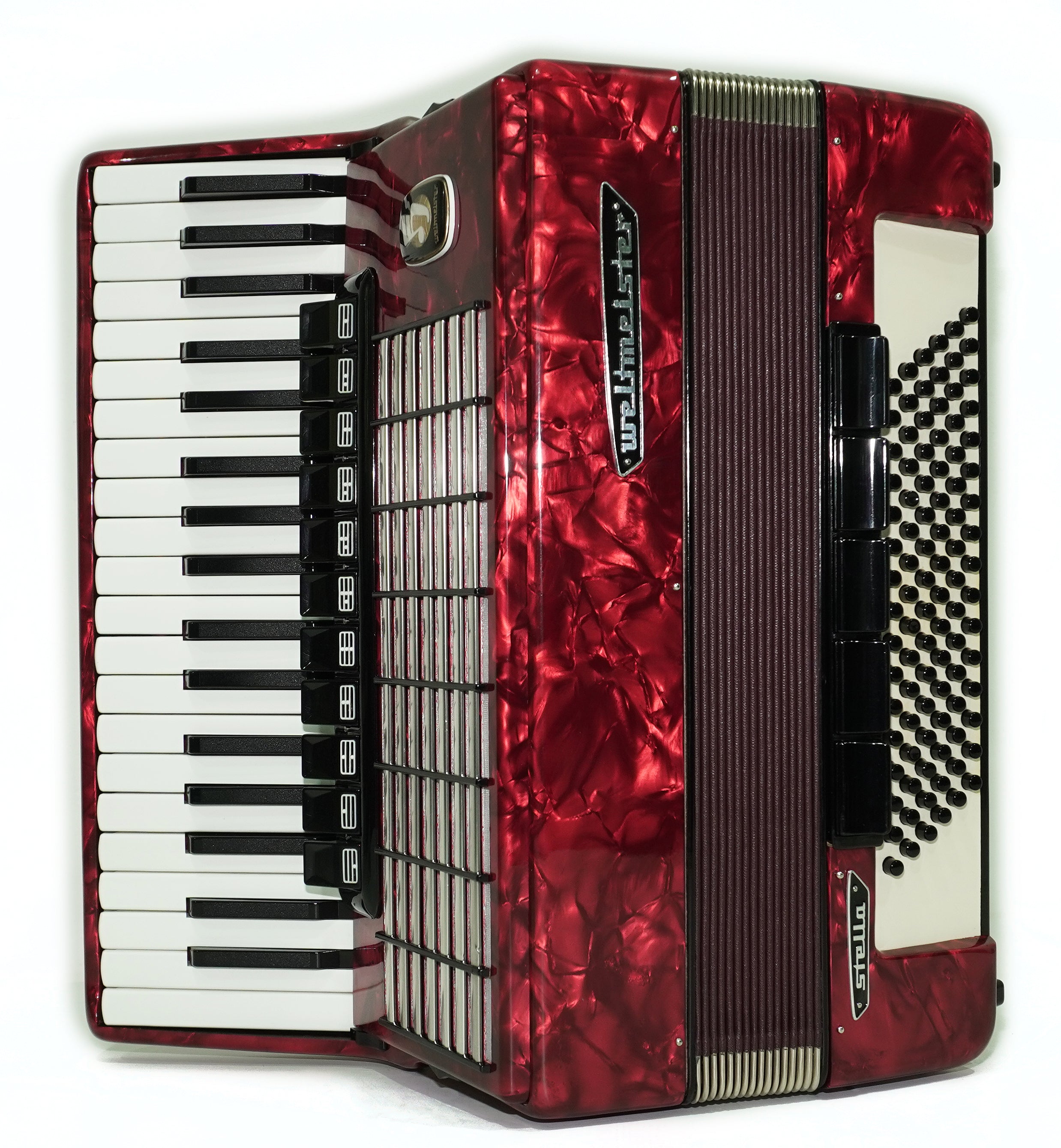 Weltmeister Stella Accordion 96 Bass, German Accordian Instrument, New Straps and Soft Case for Gift, Original Keyboard Piano Acordeone, 2739