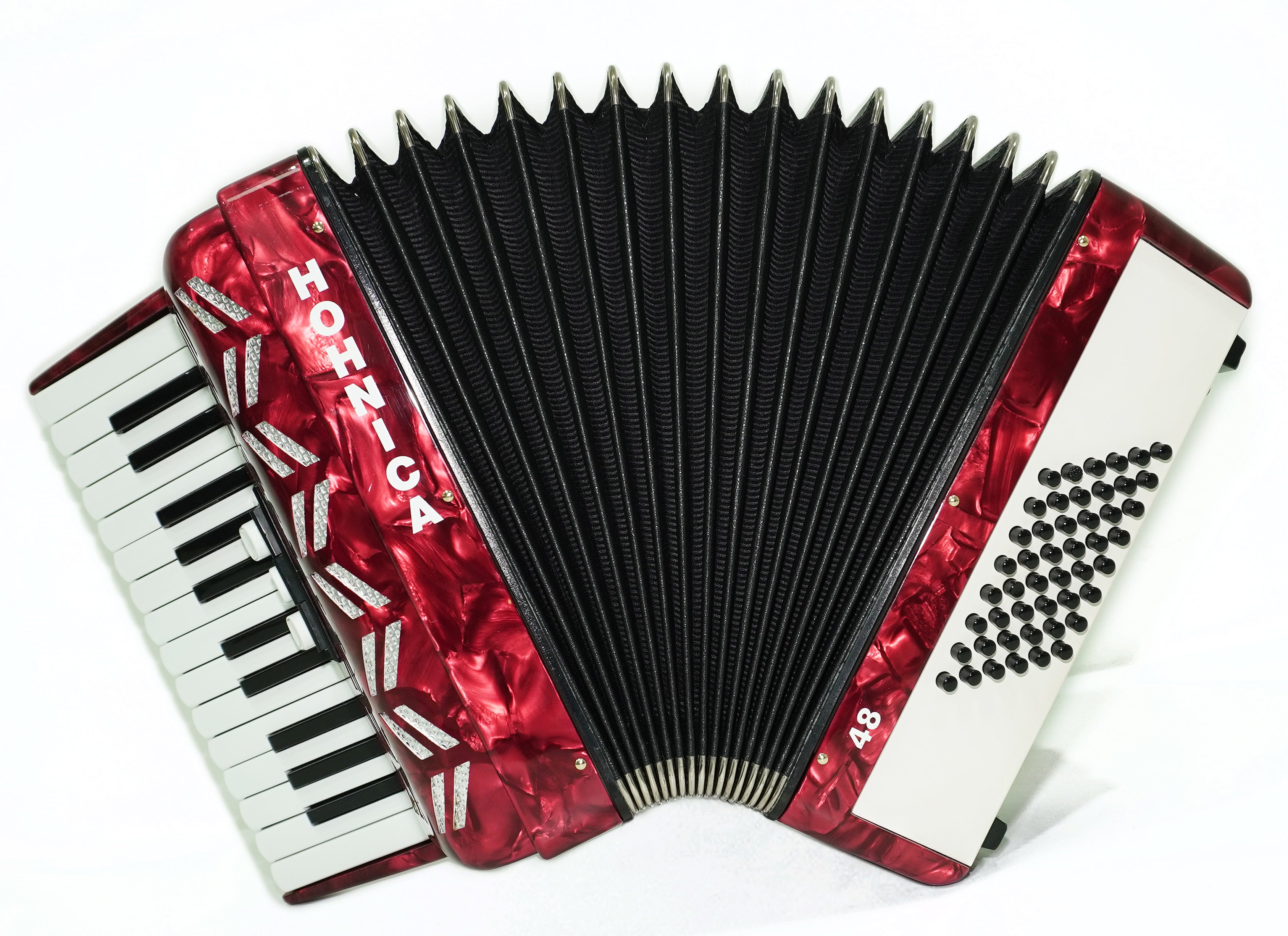 HOHNER Hohnica 48 Bass Lightweight Piano Accordion, German Original Akkordeon Musical Instrument for Beginners Kids, New Straps, 2743
