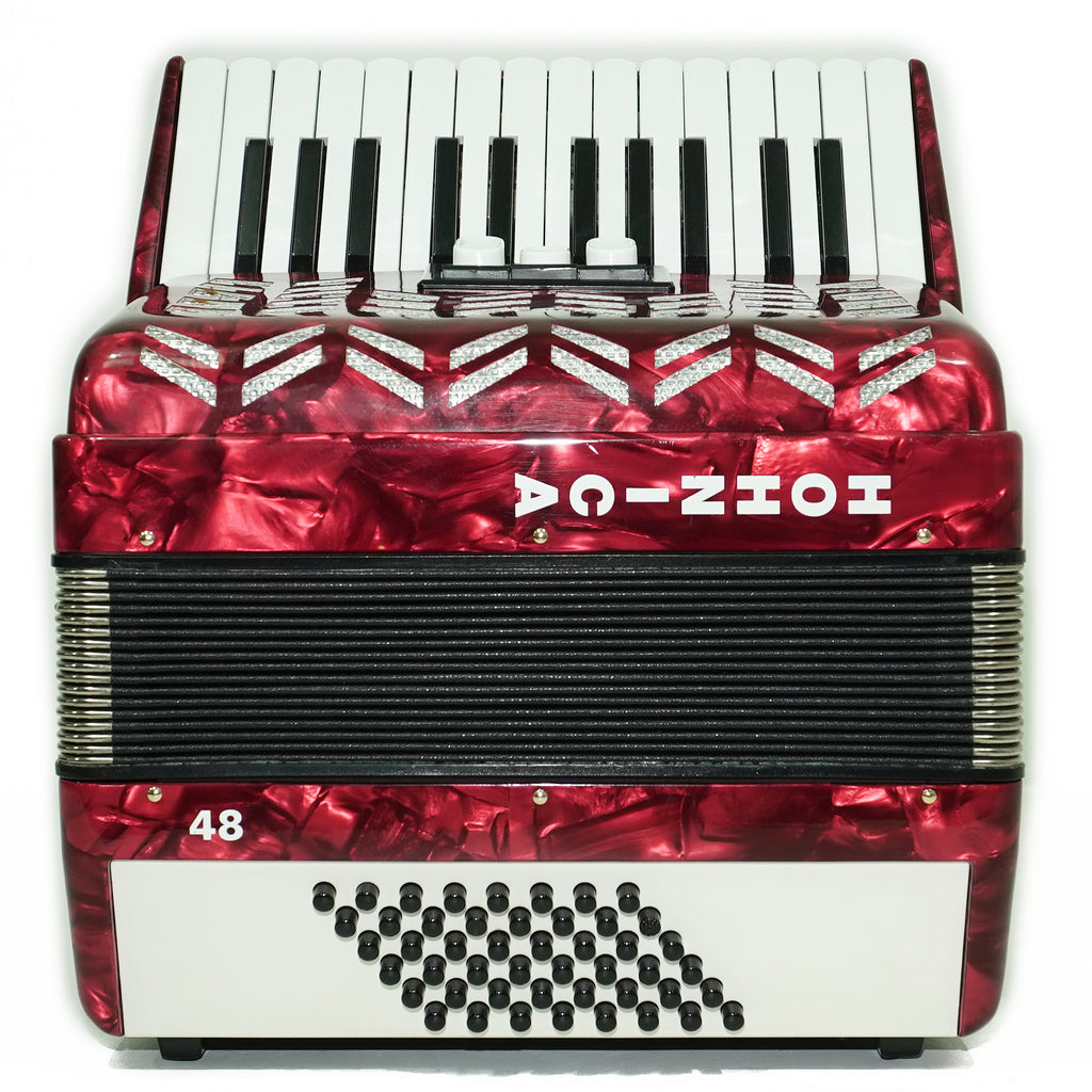 HOHNER Hohnica 48 Bass Lightweight Piano Accordion, German Original Akkordeon Musical Instrument for Beginners Kids, New Straps, 2743