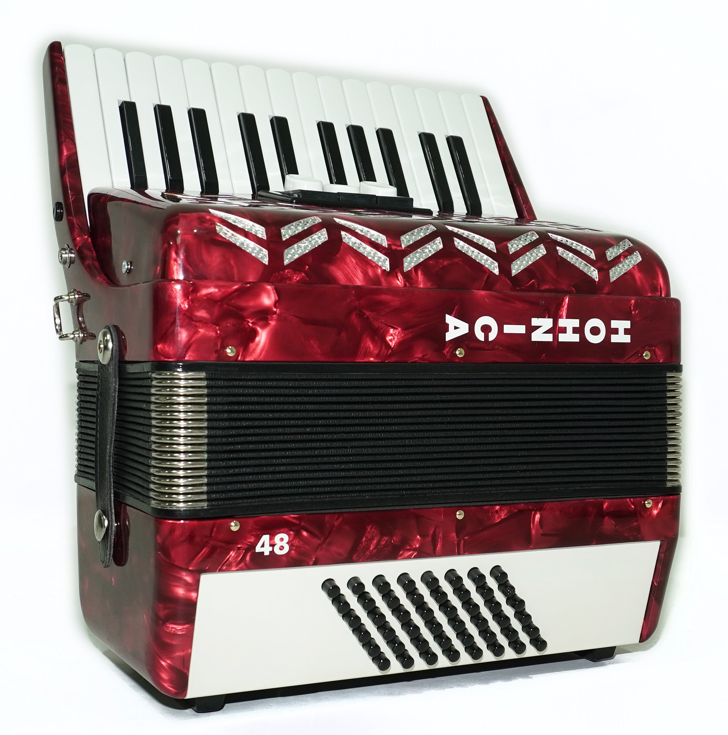 HOHNER Hohnica 48 Bass Lightweight Piano Accordion, German Original Akkordeon Musical Instrument for Beginners Kids, New Straps, 2743