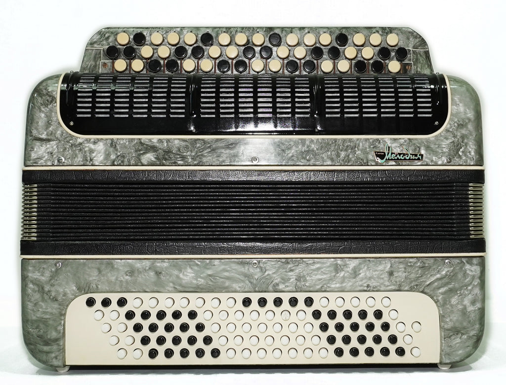 Russian Bayan Melodia Kirov, Vintage Chromatic Button accordion, made in USSR, New Straps and Soft Bag, Rich and Beautiful sound, 2751