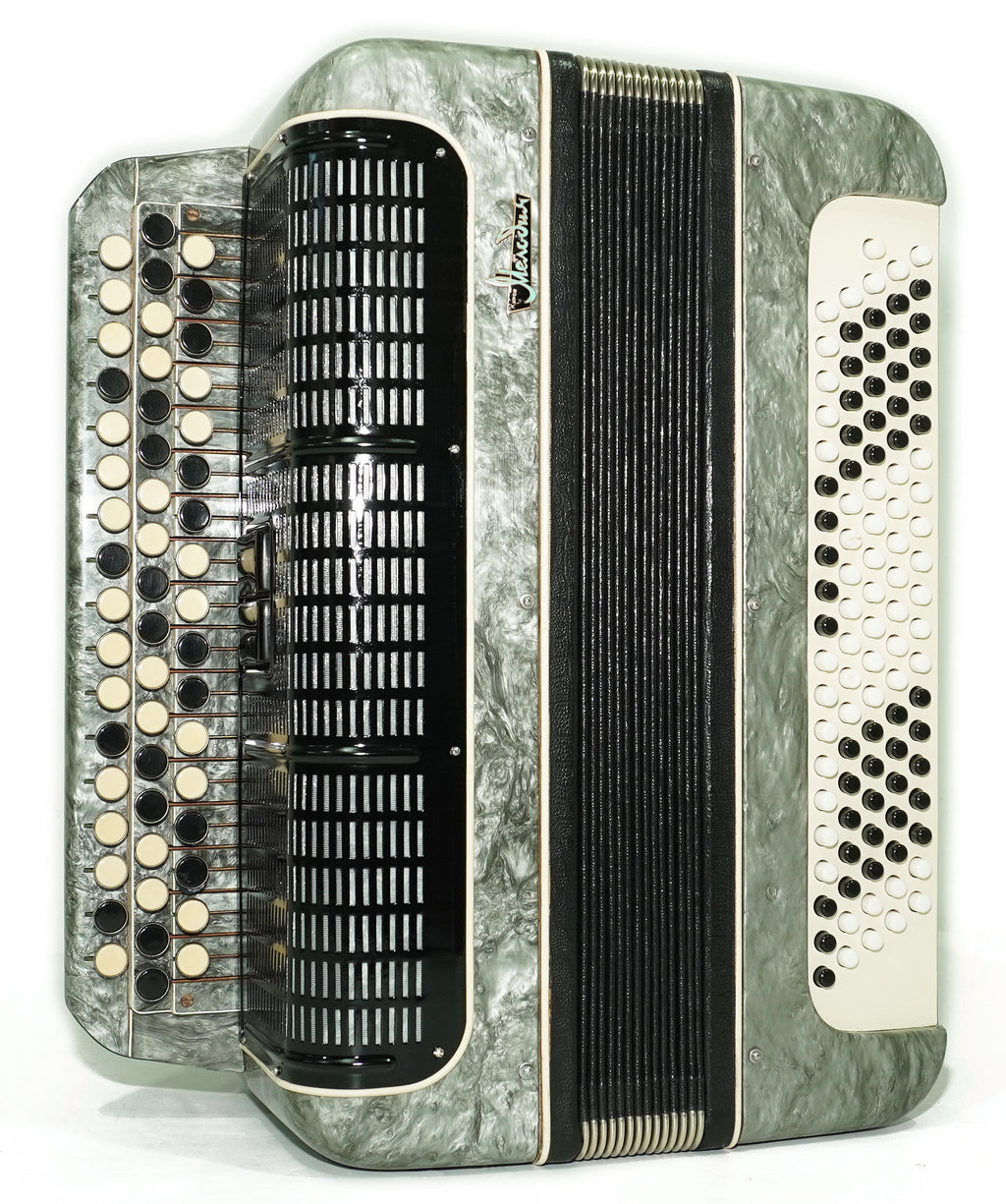 Russian Bayan Melodia Kirov, Vintage Chromatic Button accordion, made in USSR, New Straps and Soft Bag, Rich and Beautiful sound, 2751