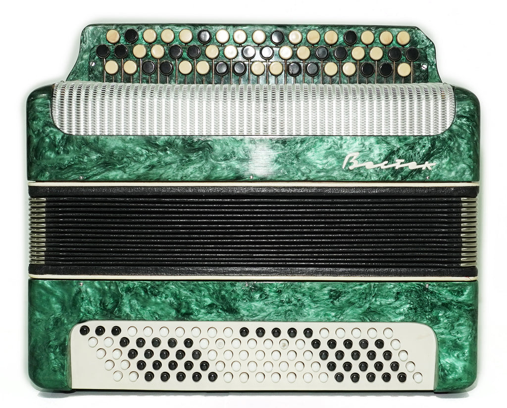 Russian Bayan Harmonica 3 Row Button Accordion Vostok, with New Straps and Soft Bag, 100 Bass buttons, Soviet Garmoshka in Tune, 2756