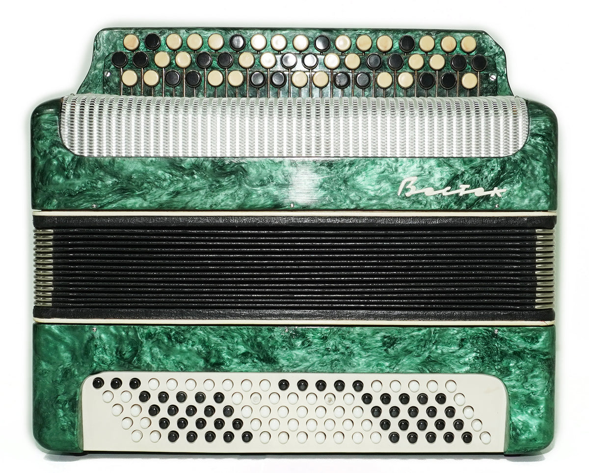 Russian Bayan Harmonica 3 Row Button Accordion Vostok, with New Straps and Soft Bag, 100 Bass buttons, Soviet Garmoshka in Tune, 2756