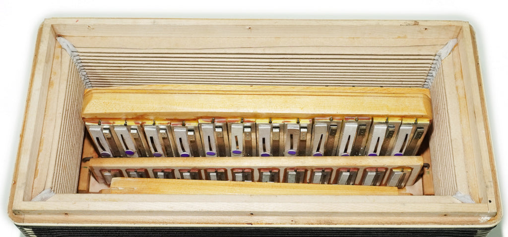Russian Bayan Harmonica 3 Row Button Accordion Vostok, with New Straps and Soft Bag, 100 Bass buttons, Soviet Garmoshka in Tune, 2756