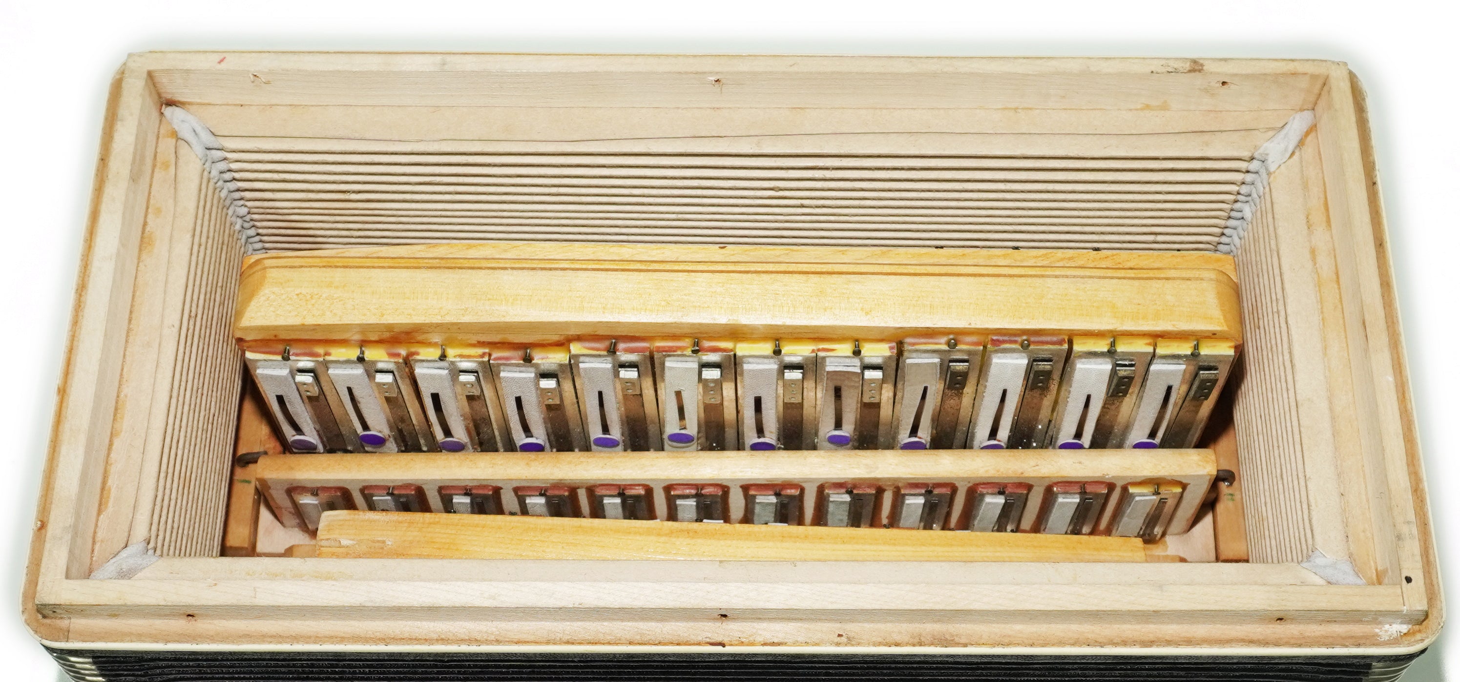 Russian Bayan Harmonica 3 Row Button Accordion Vostok, with New Straps and Soft Bag, 100 Bass buttons, Soviet Garmoshka in Tune, 2756