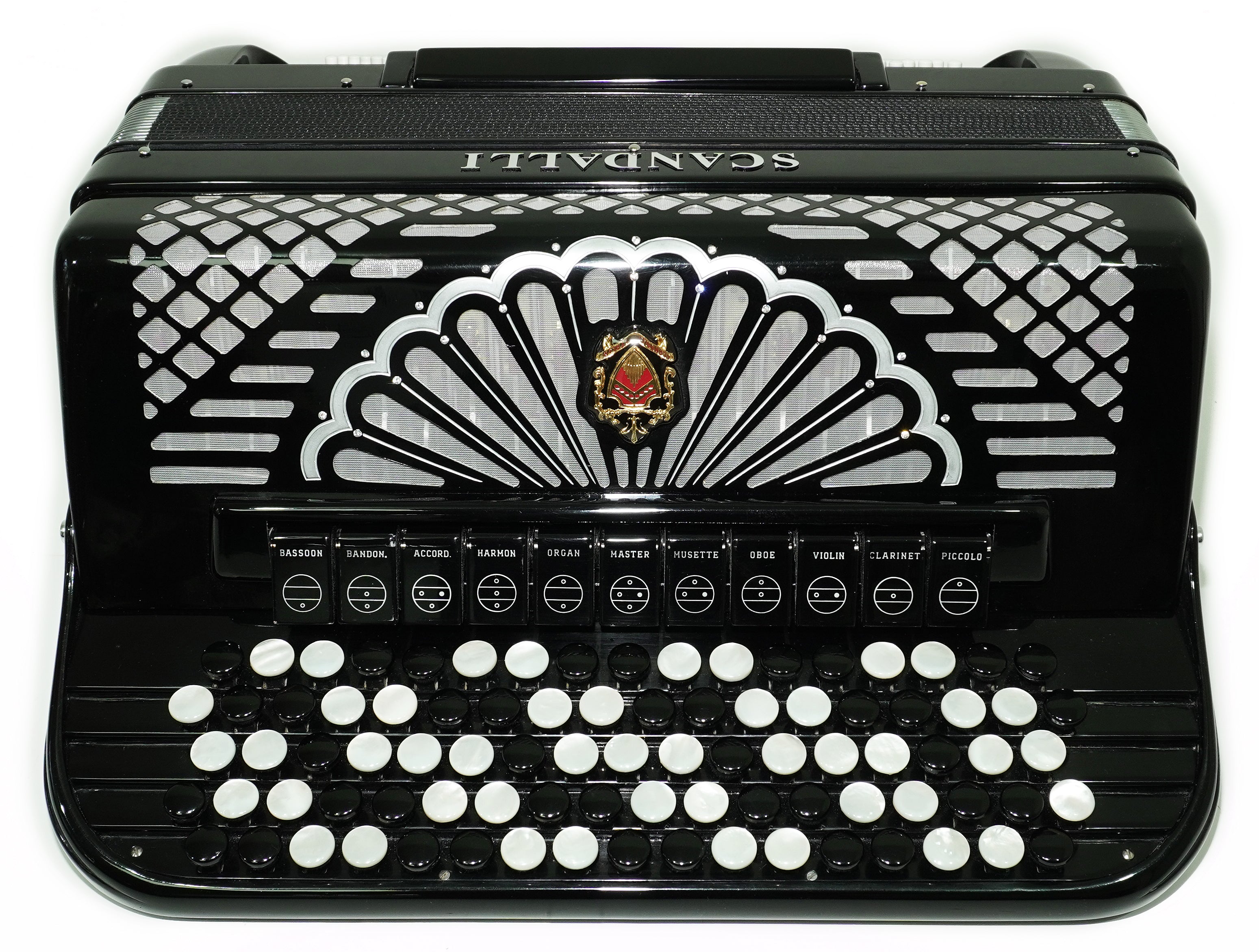 Scandalli Professional 5 Row Button Accordion 120 Bass C Griff, made in Italy, Straps and Case, 2747