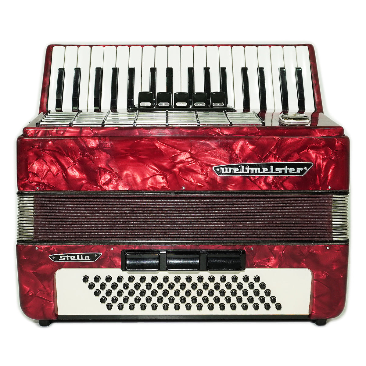 Weltmeister Stella Accordion 80 Bass made in Germany, New Straps Soft Case for Gift, Keyboard Piano Accordian Musical Instrument, 2754