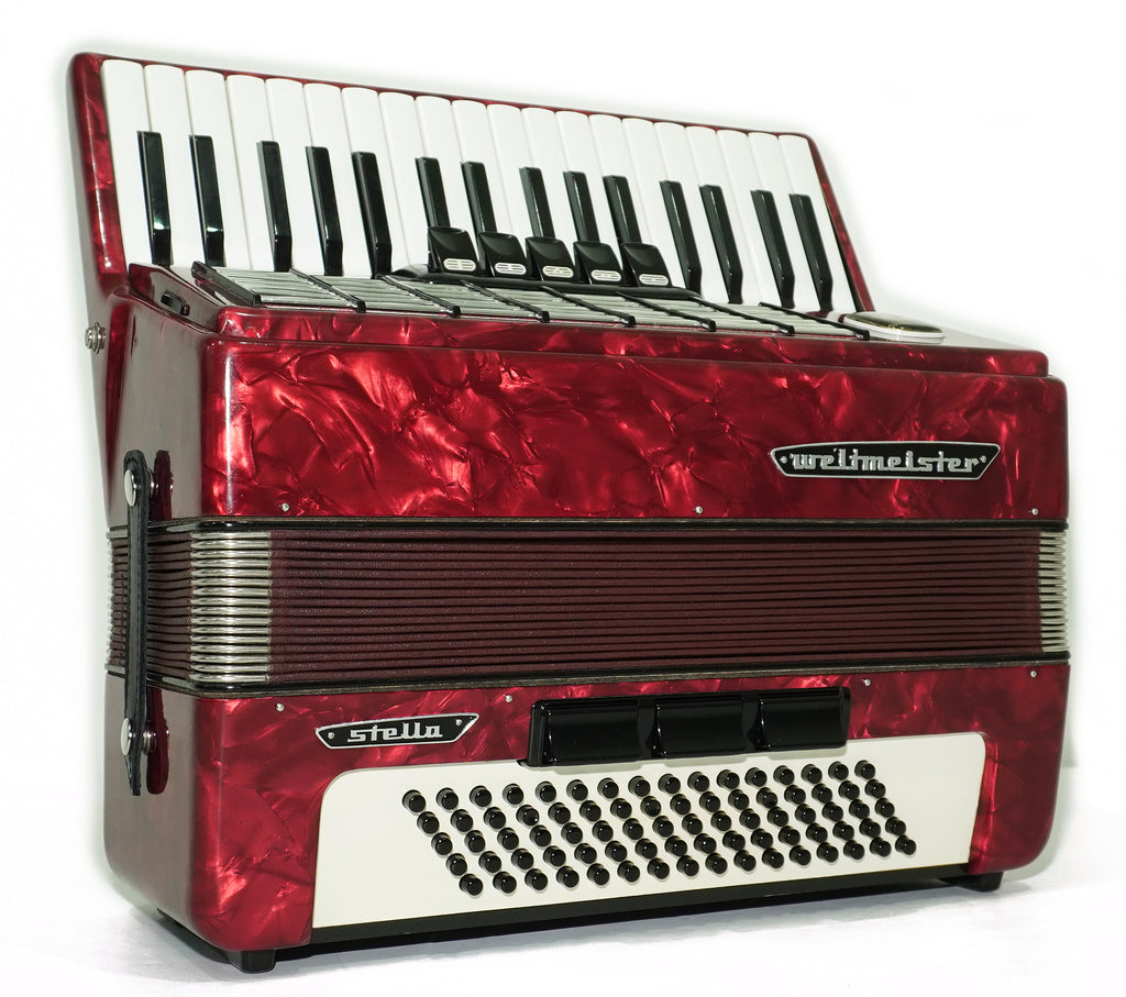 Weltmeister Stella Accordion 80 Bass made in Germany, New Straps Soft Case for Gift, Keyboard Piano Accordian Musical Instrument, 2754