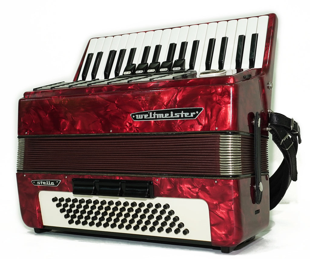 Weltmeister Stella Accordion 80 Bass made in Germany, New Straps Soft Case for Gift, Keyboard Piano Accordian Musical Instrument, 2754
