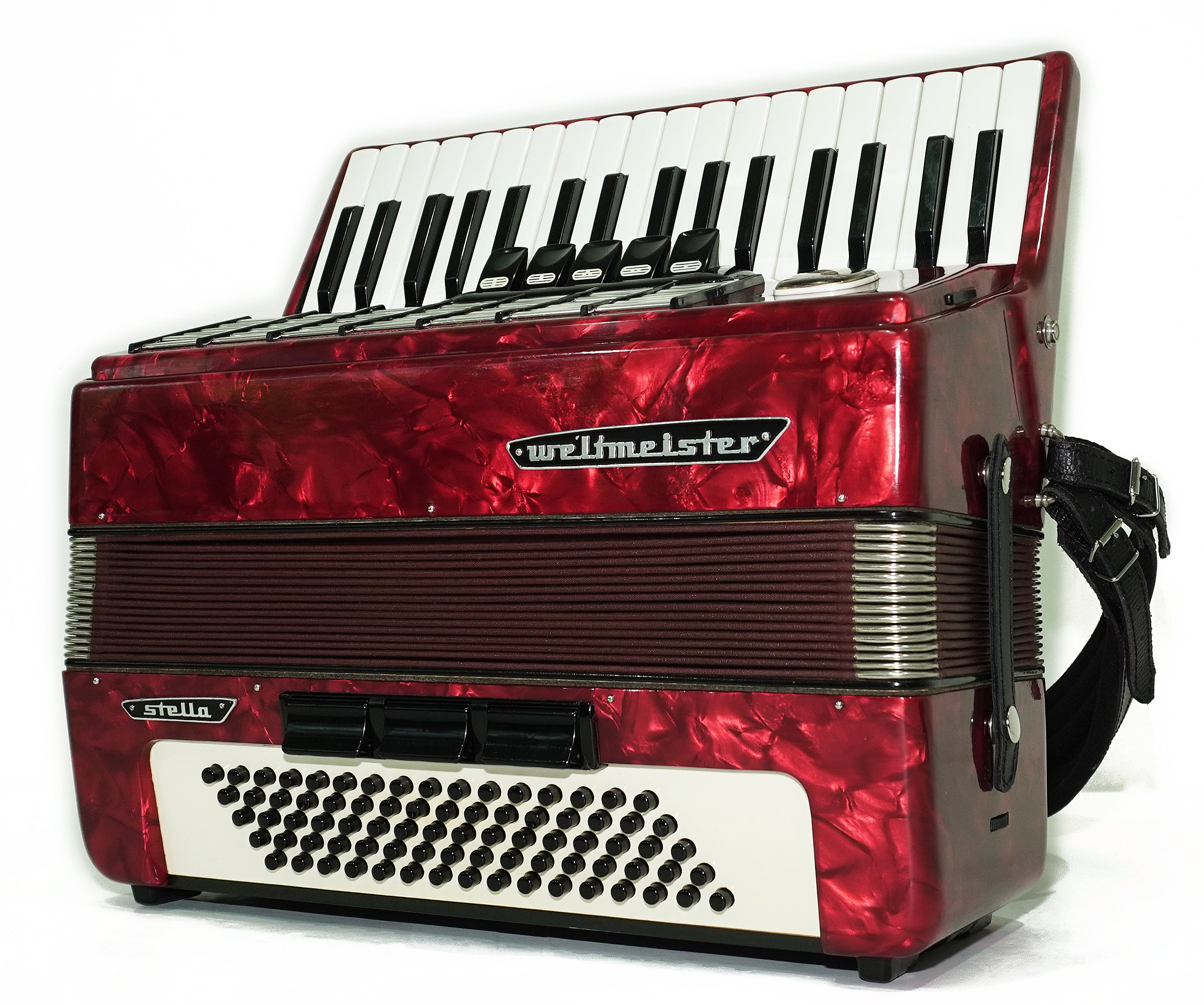 Weltmeister Stella Accordion 80 Bass made in Germany, New Straps Soft Case for Gift, Keyboard Piano Accordian Musical Instrument, 2754