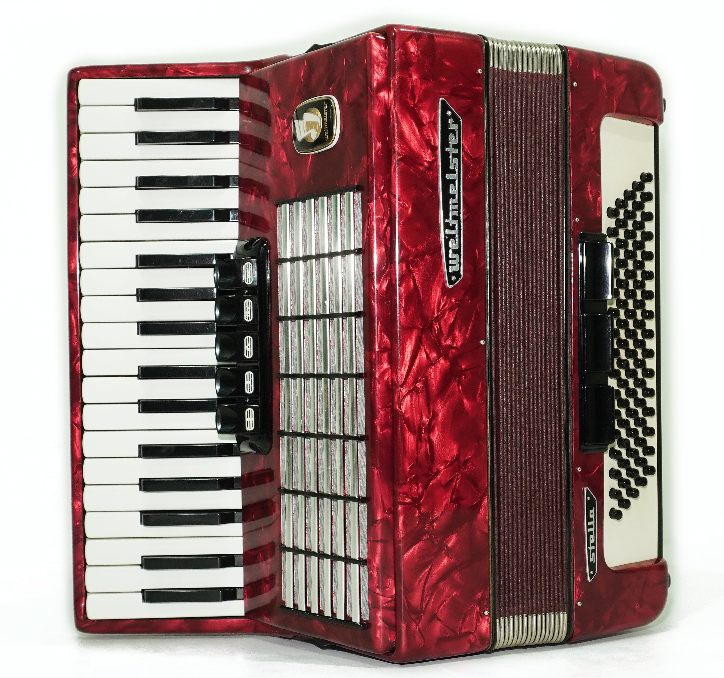Weltmeister Stella Accordion 80 Bass made in Germany, New Straps Soft Case for Gift, Keyboard Piano Accordian Musical Instrument, 2754