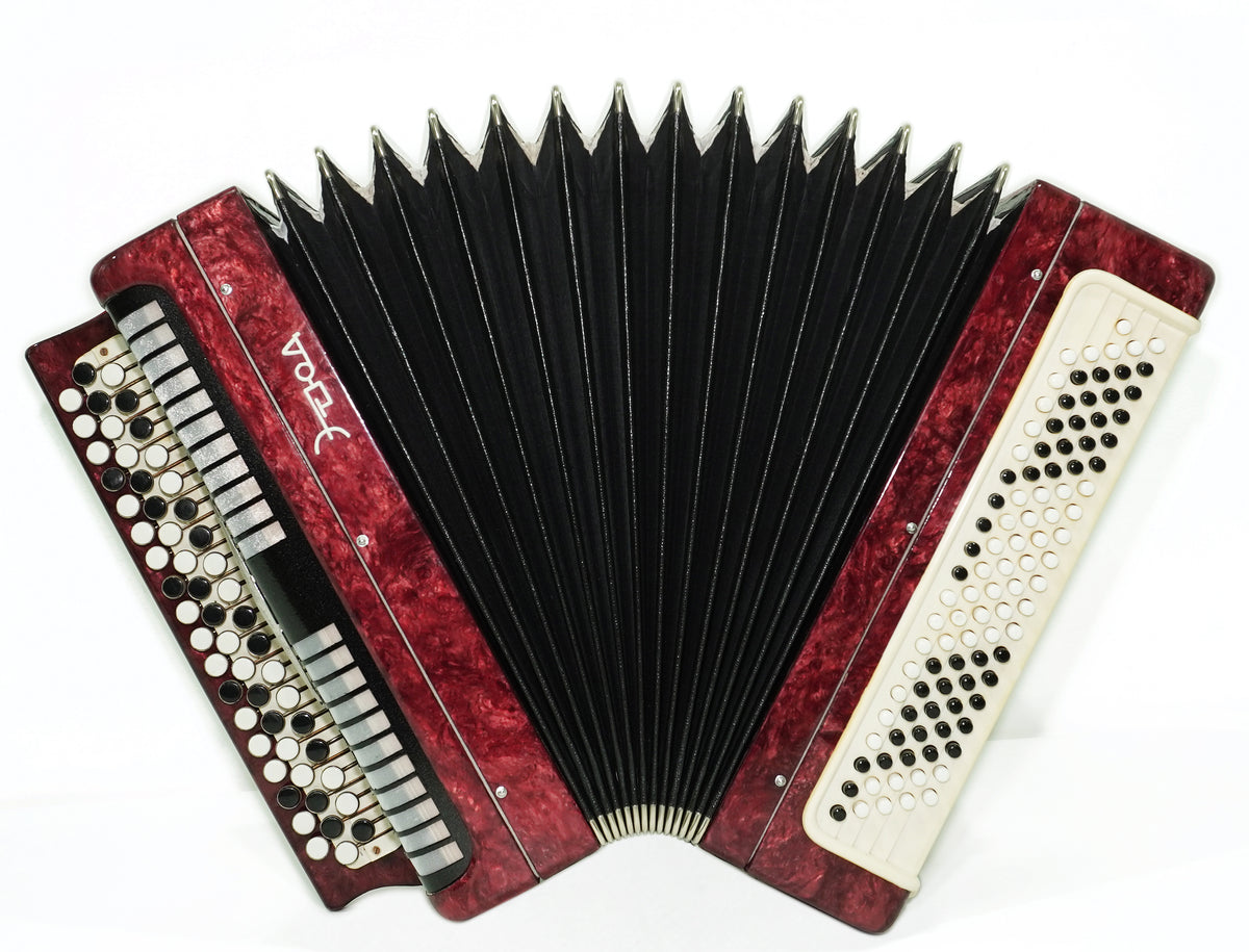Tulskiy Russian Bayan Etude, 3 Row Chromatic Button Accordion 100 Bass, B System, Straps and Case, Soviet Garmoshka Tula, 2760