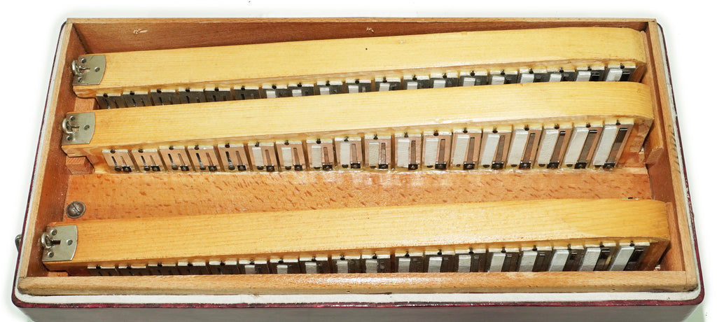 Tulskiy Russian Bayan Etude, 3 Row Chromatic Button Accordion 100 Bass, B System, Straps and Case, Soviet Garmoshka Tula, 2760