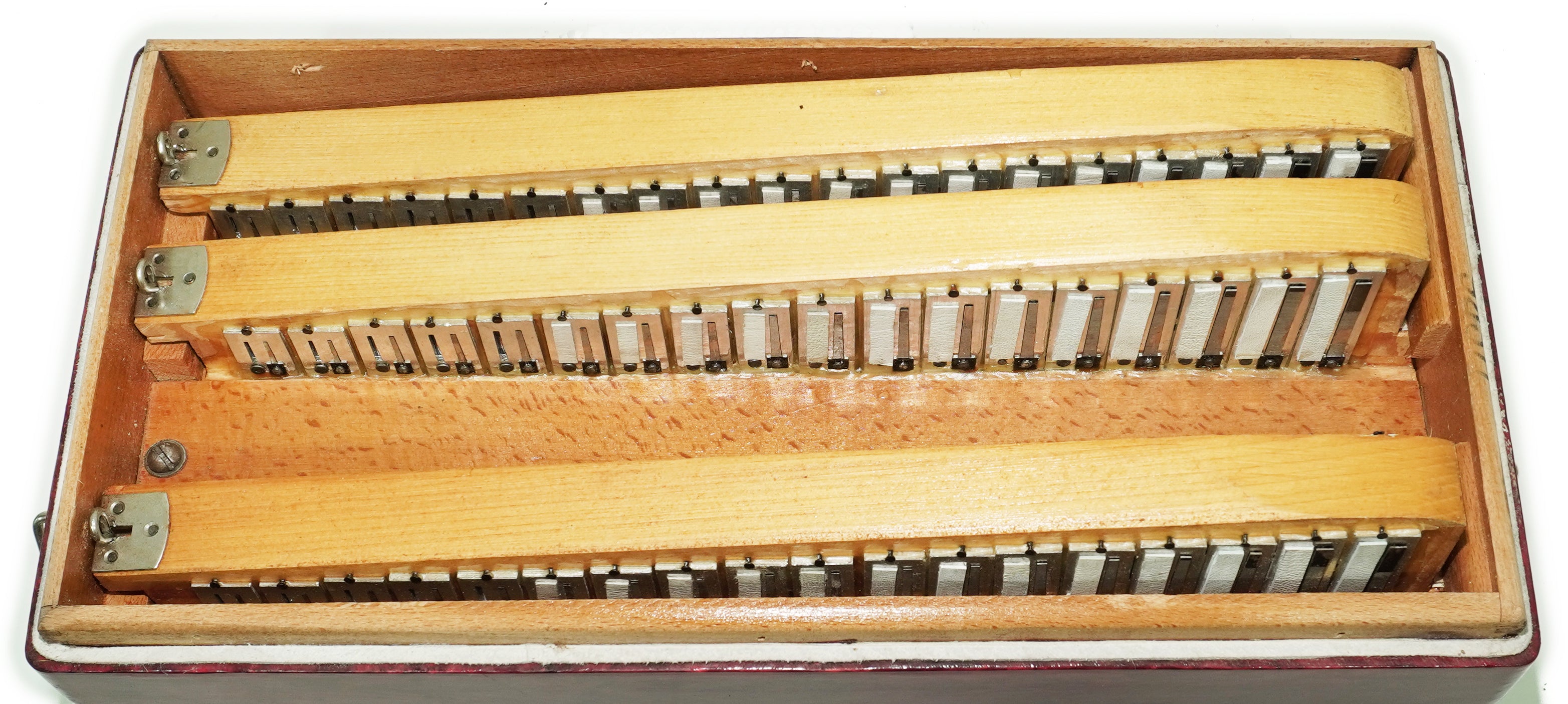 Tulskiy Russian Bayan Etude, 3 Row Chromatic Button Accordion 100 Bass, B System, Straps and Case, Soviet Garmoshka Tula, 2760