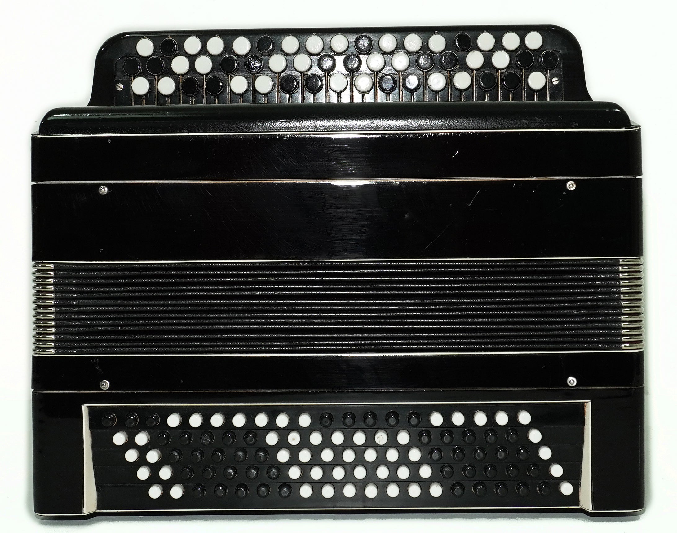 Russian Bayan Tulskiy, 3 Row Tula Chromatic Button Accordion, Vintage Music Box B System, New Straps, 2759