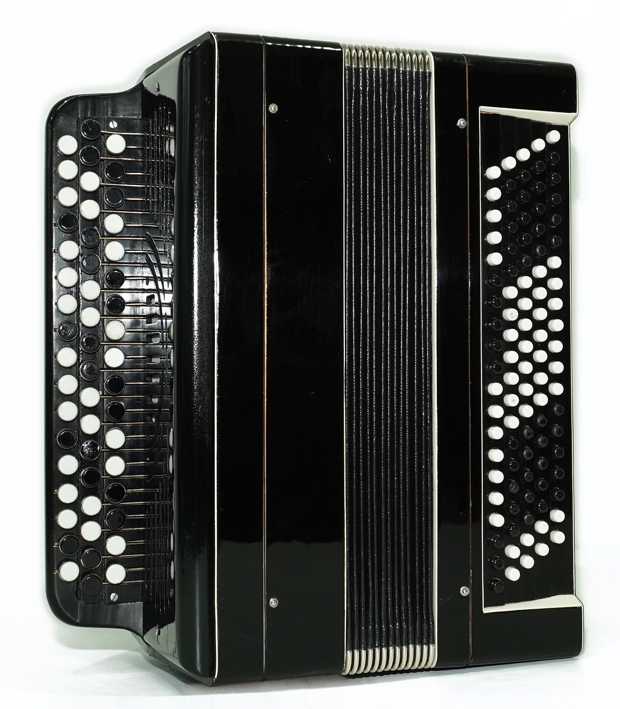 Russian Bayan Tulskiy, 3 Row Tula Chromatic Button Accordion, Vintage Music Box B System, New Straps, 2759
