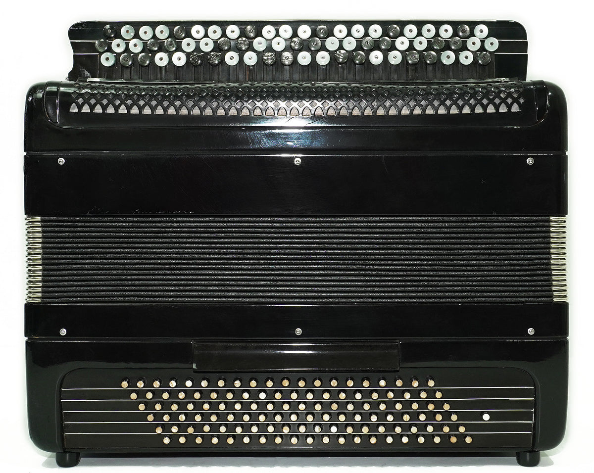 Vintage Converter Free Bass Button Accordion Yasnaya Polyana Russian Bayan Copper Voices Solid Reeds, New Straps and Soft Case, 2757