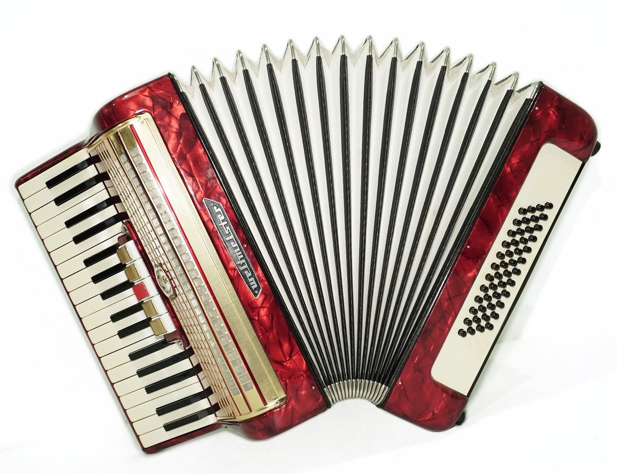 Weltmeister 48 Bass Lightweight Piano Accordion for Beginners Children Kids, made in Germany, Vintage Accordian with New Straps, 2771