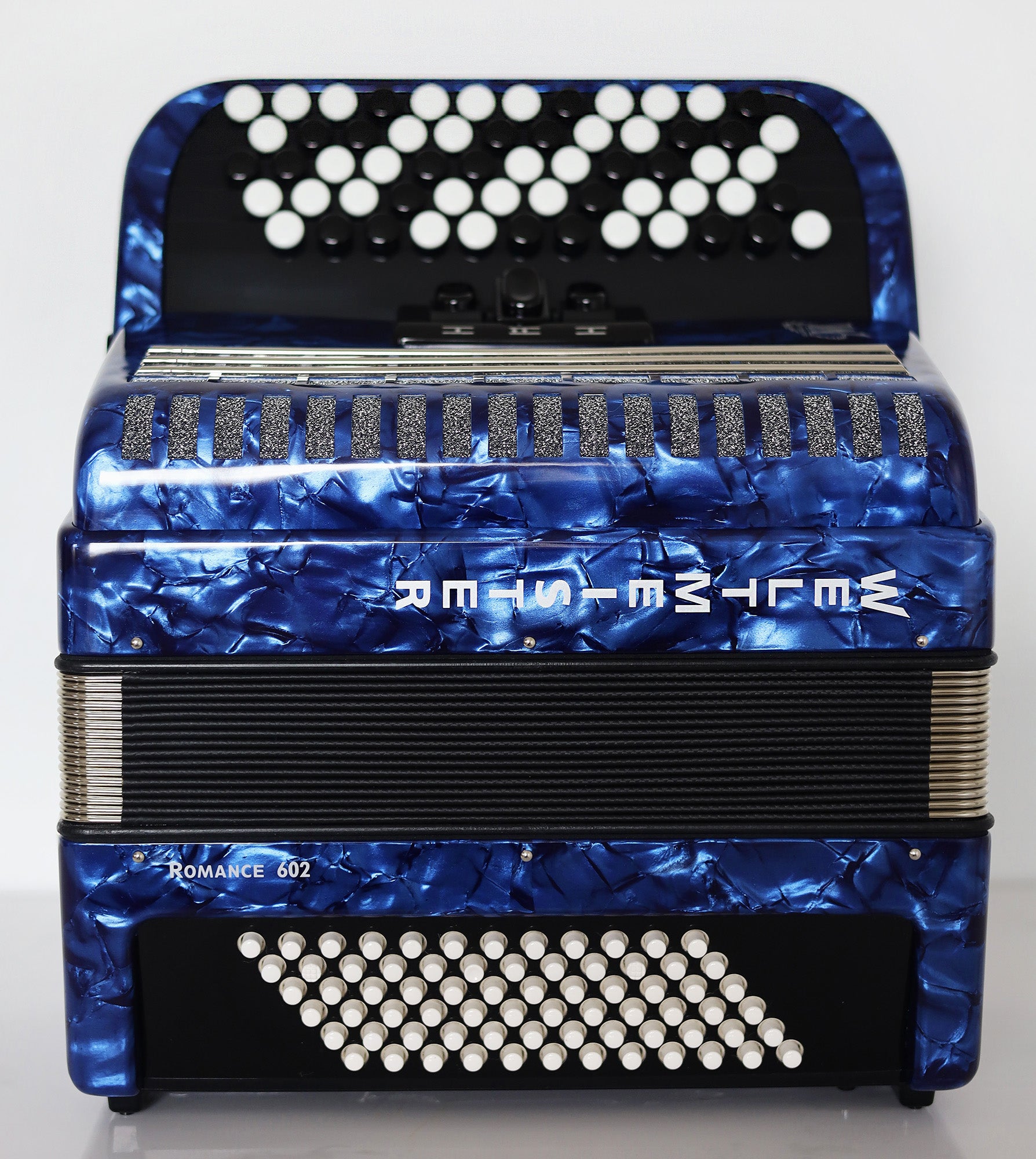 NEW Weltmeister Romance 602 Button Accordion, made in Germany, 72 Bass buttons, Lightweight Accordion B-Gripp, Blue, Straps and Case, Shipping from USA