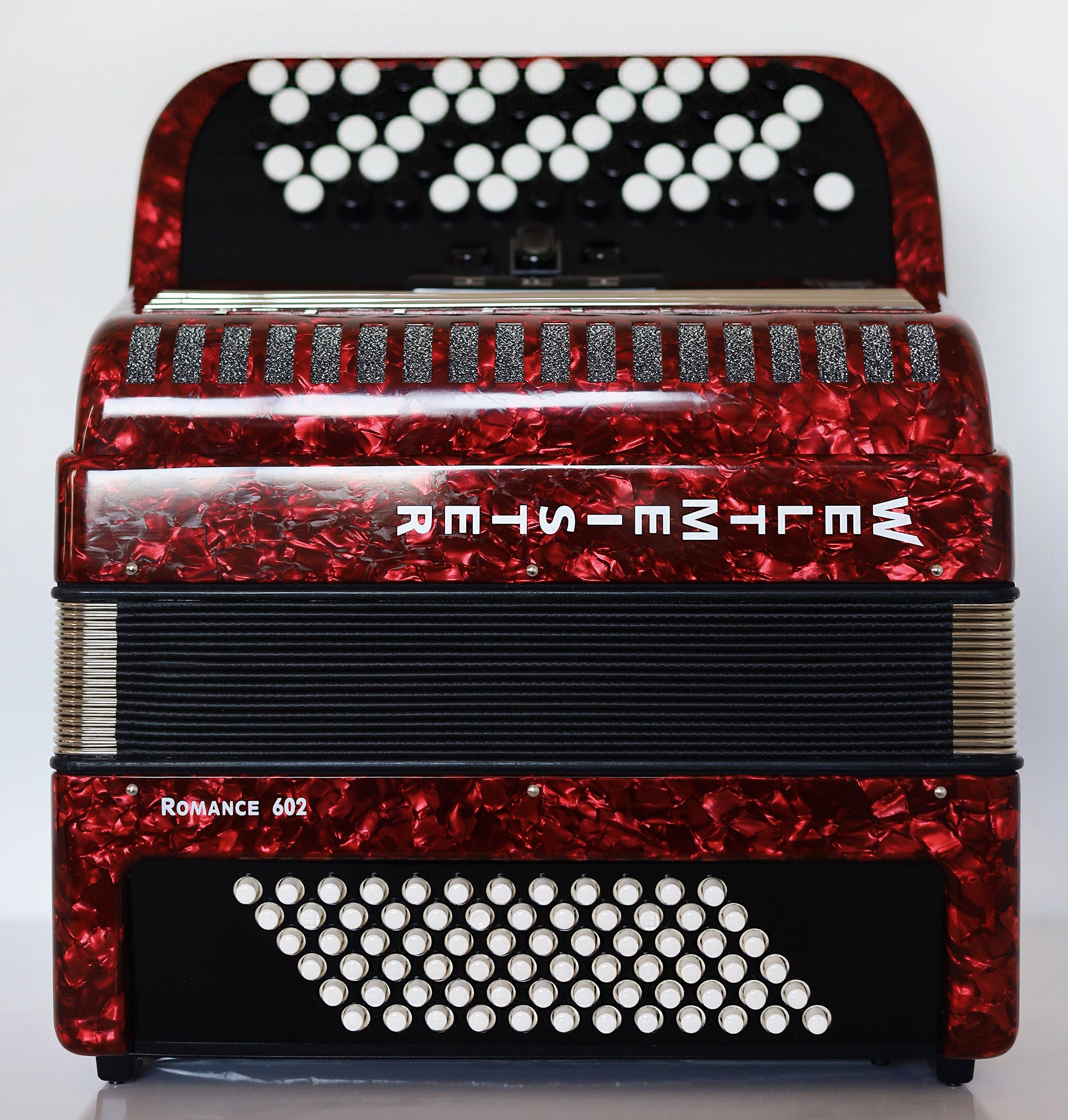 NEW Weltmeister Romance 602 Button Accordion, made in Germany, 72 Bass buttons, Lightweight Accordion B-Gripp, Red Pearl, Straps and Case, Shipping from USA