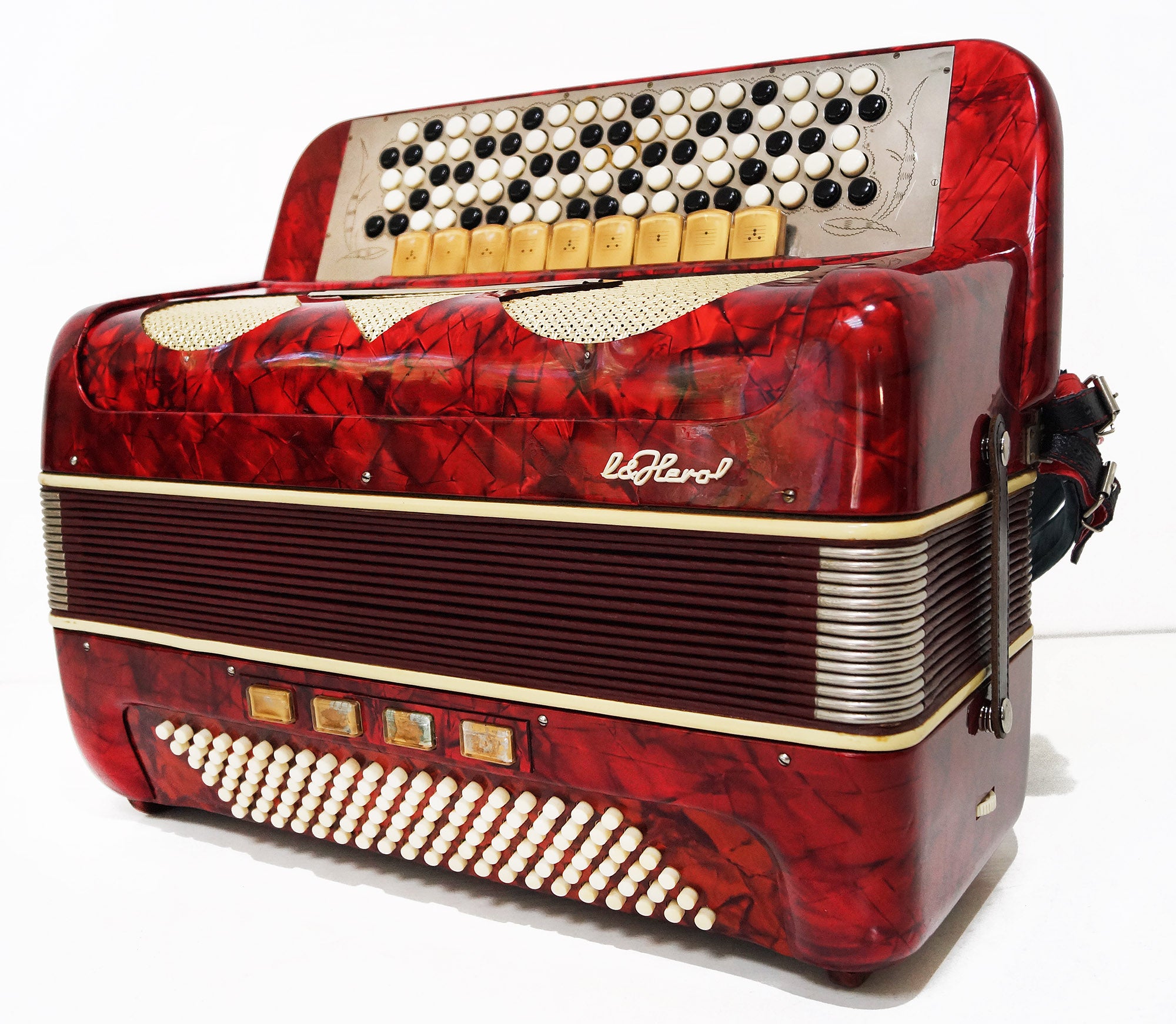 Original Meinel and Herold, made in Germany 120 Bass, 13 Registers, 5 Rows Button Accordion Bayan, 47 Amazing Rich sound!