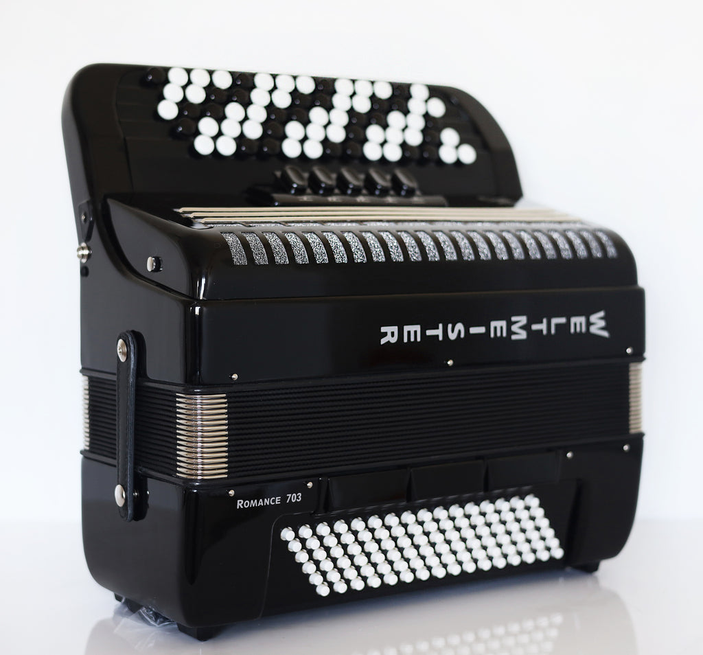 NEW Weltmeister Romance 703 Button Accordion, made in Germany, 96 Bass buttons, 5 Row Accordion B-Gripp, Black, Straps and Case, Shipping from USA