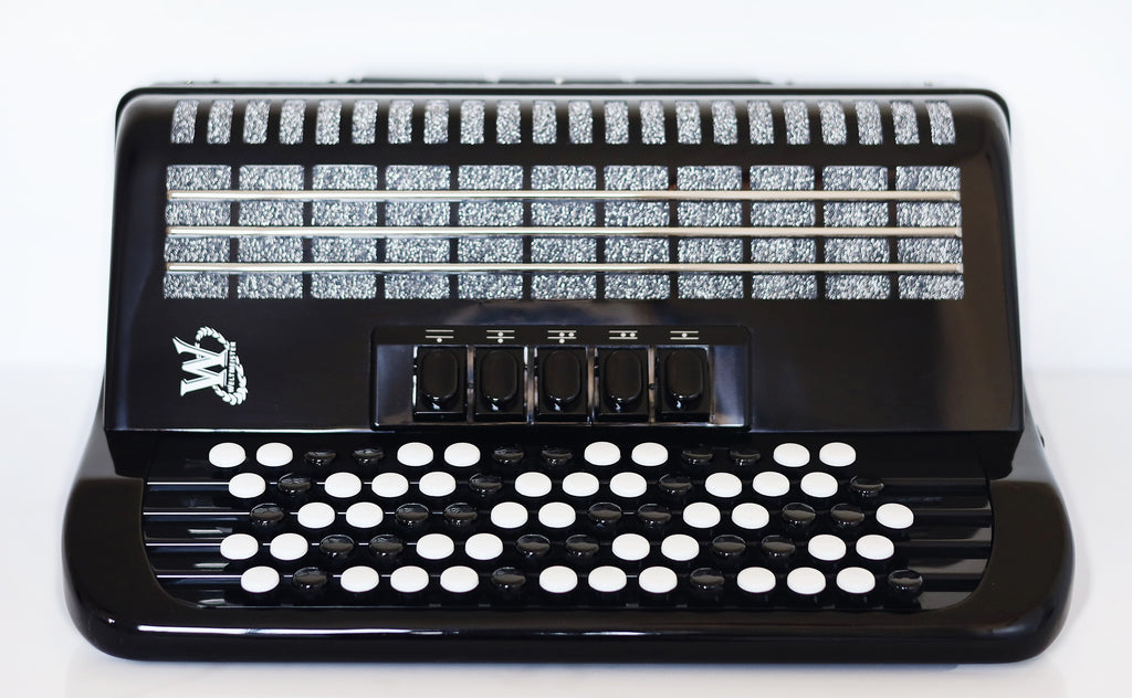 NEW Weltmeister Romance 703 Button Accordion, made in Germany, 96 Bass buttons, 5 Row Accordion B-Gripp, Black, Straps and Case, Shipping from USA