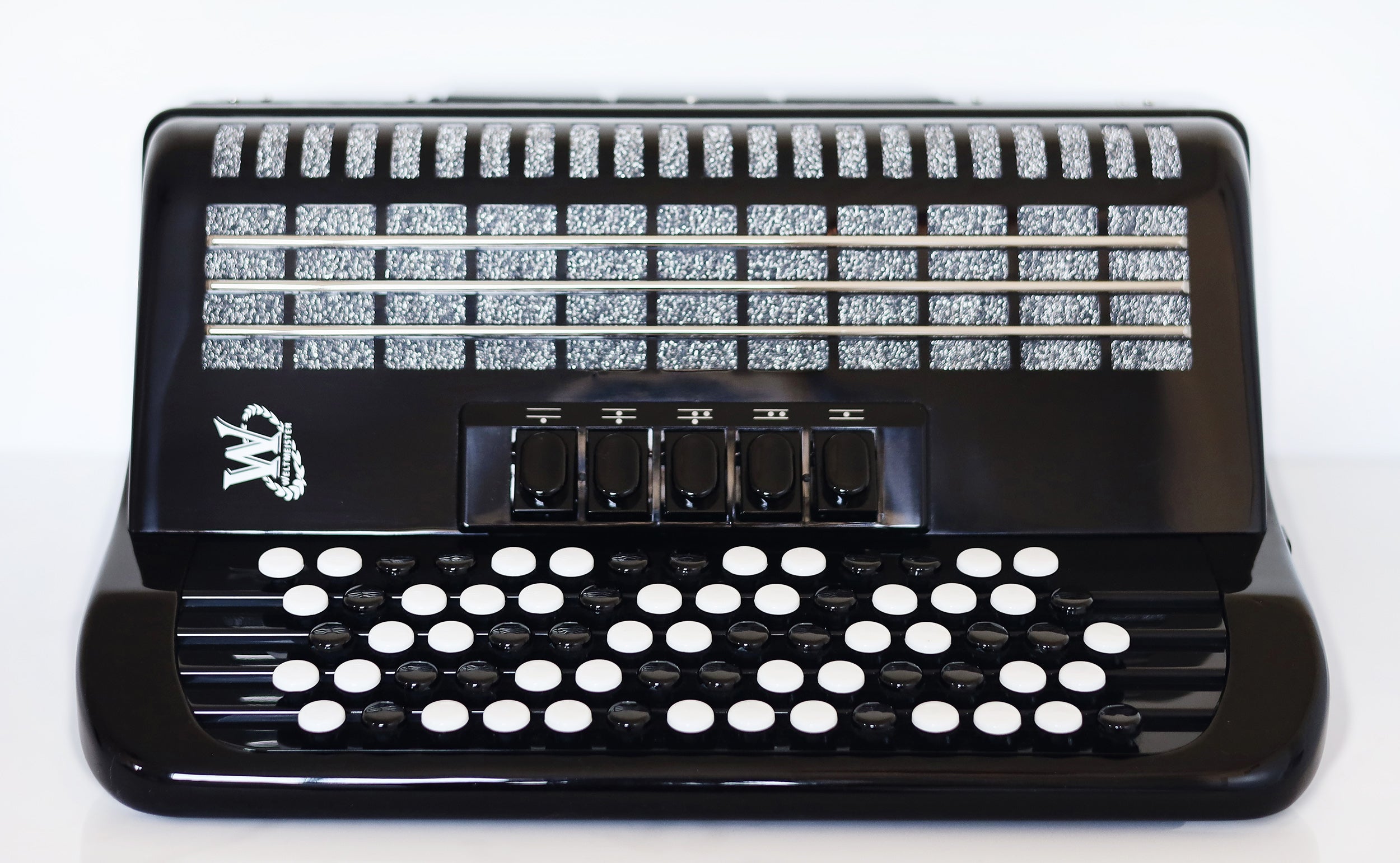 NEW Weltmeister Romance 703 Button Accordion, made in Germany, 96 Bass buttons, 5 Row Accordion B-Gripp, Black, Straps and Case, Shipping from USA
