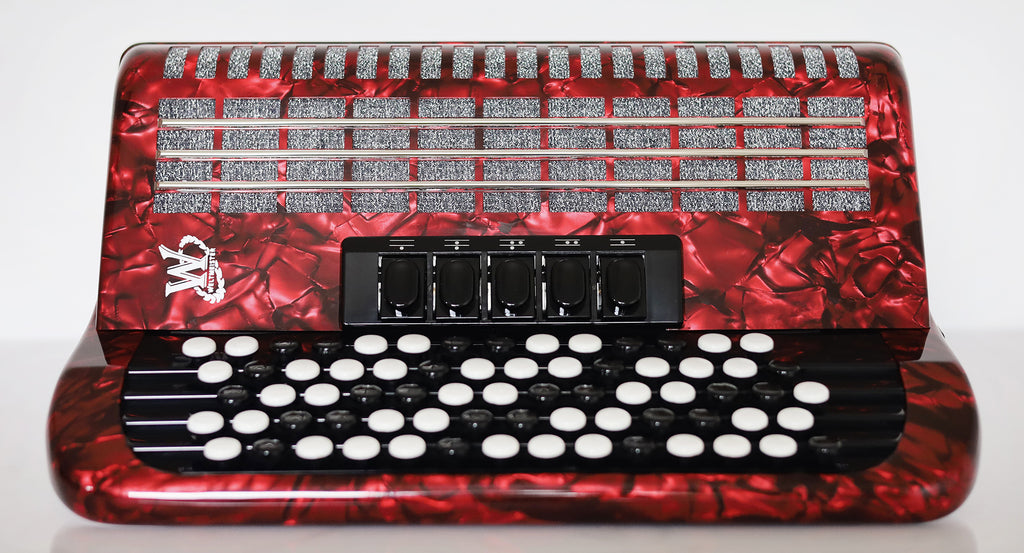 NEW Weltmeister Romance 703 5 Rows Chromatic Button Accordion, made in Germany, 96 Bass buttons, B-Gripp, Red Pearl, incl. Straps and Case, Item Location USA