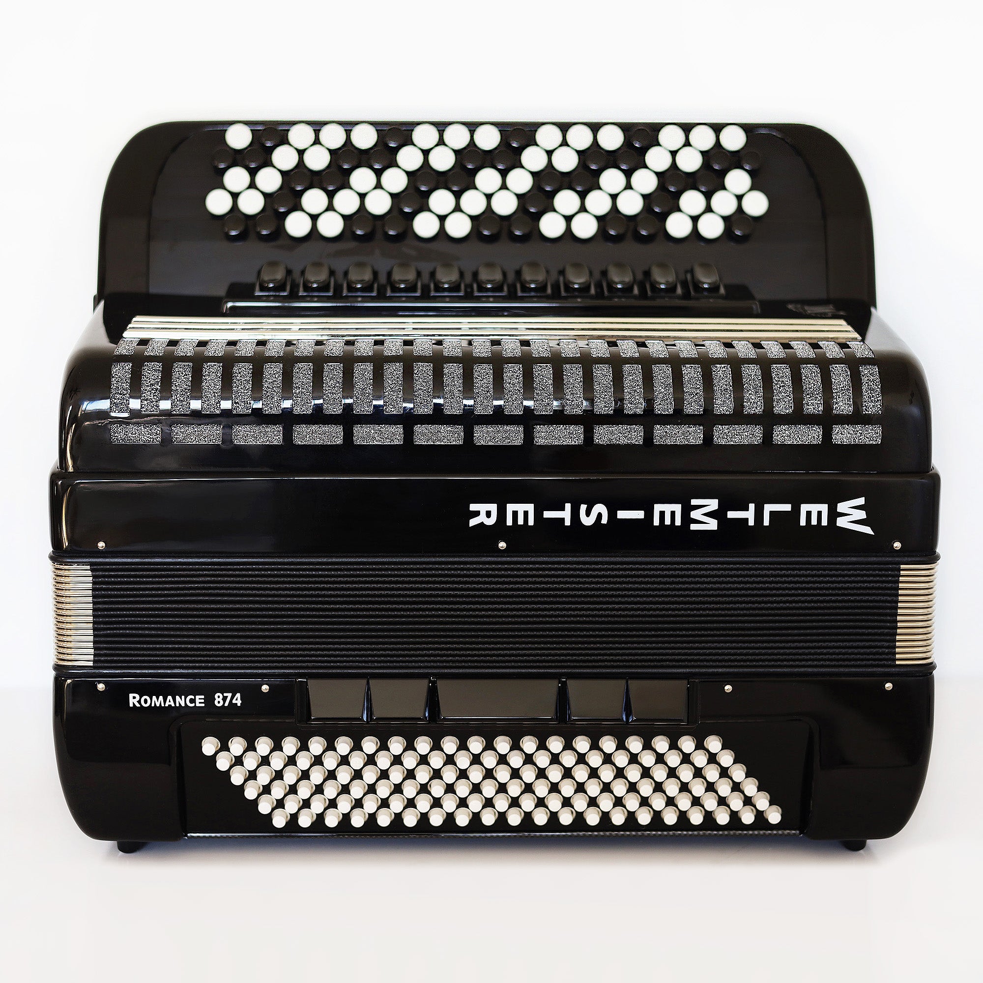 NEW Weltmeister Romance 874 5 Rows Chromatic Button Accordion, made in Germany, 120 Bass buttons, B-Gripp, Black, incl. Straps and Case, Item Location USA
