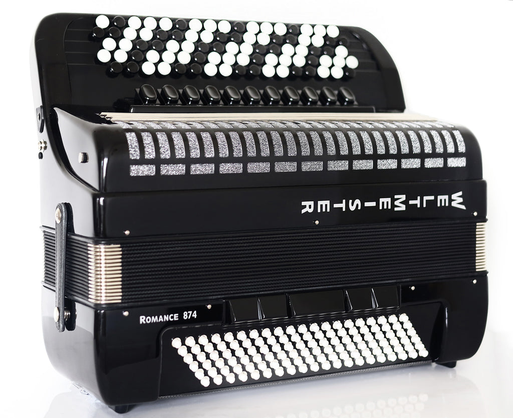 NEW Weltmeister Romance 874 5 Rows Chromatic Button Accordion, made in Germany, 120 Bass buttons, B-Gripp, Black, incl. Straps and Case, Item Location USA