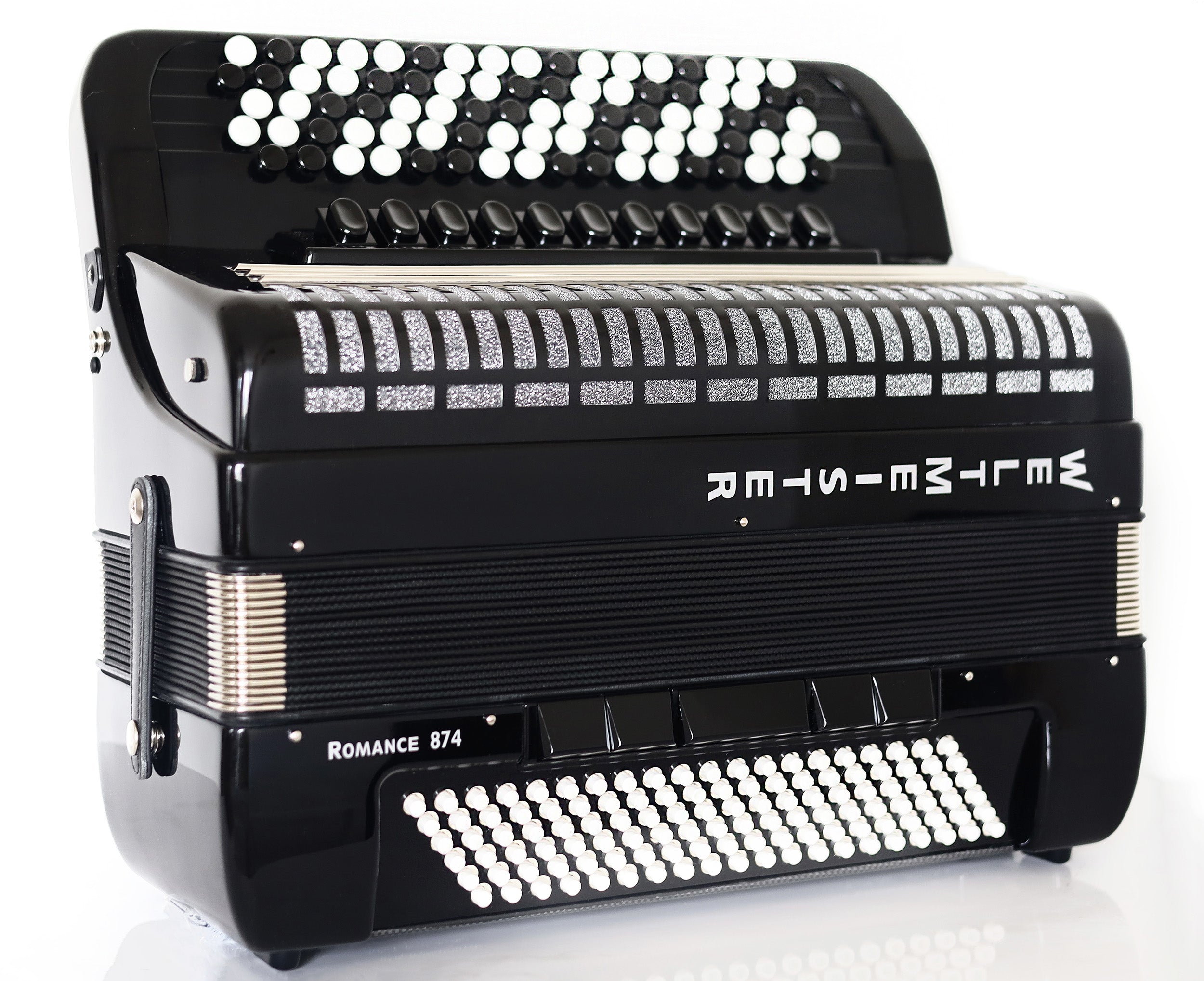 NEW Weltmeister Romance 874 5 Rows Chromatic Button Accordion, made in Germany, 120 Bass buttons, B-Gripp, Black, incl. Straps and Case, Item Location USA