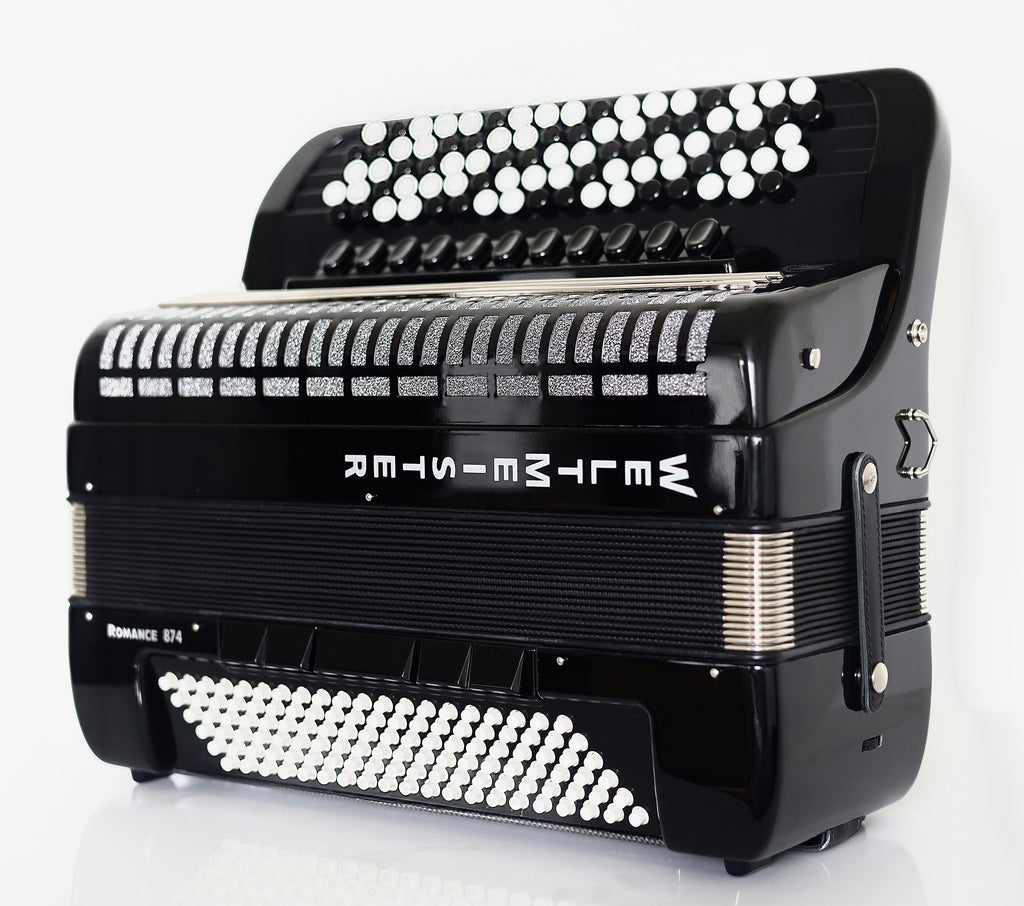 NEW Weltmeister Romance 874 5 Rows Chromatic Button Accordion, made in Germany, 120 Bass buttons, B-Gripp, Black, incl. Straps and Case, Item Location USA
