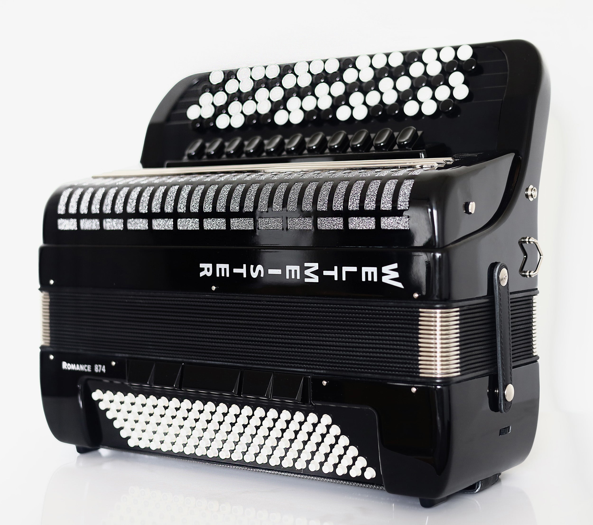 NEW Weltmeister Romance 874 5 Rows Chromatic Button Accordion, made in Germany, 120 Bass buttons, B-Gripp, Black, incl. Straps and Case, Item Location USA