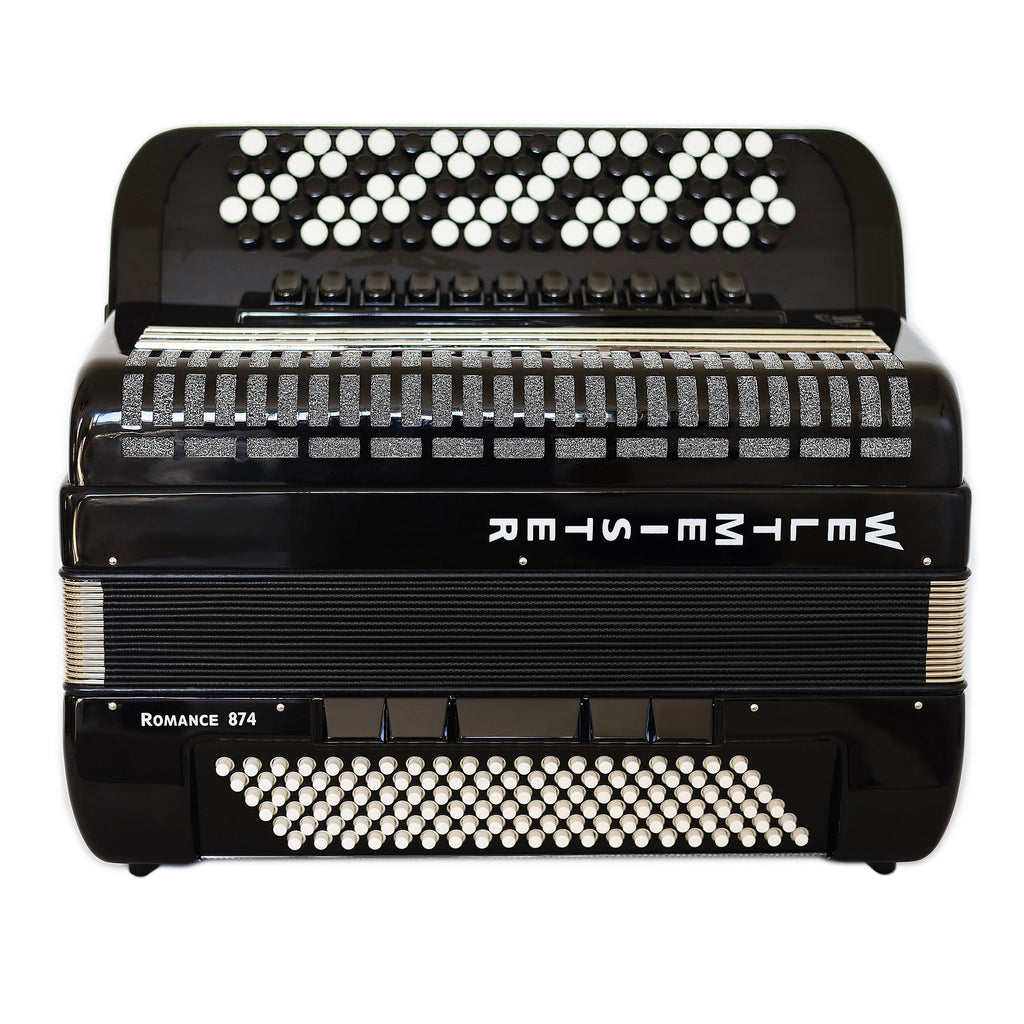 NEW Weltmeister Romance 874 5 Rows Chromatic Button Accordion, made in Germany, 120 Bass buttons, B-Gripp, Black, incl. Straps and Case, Item Location USA