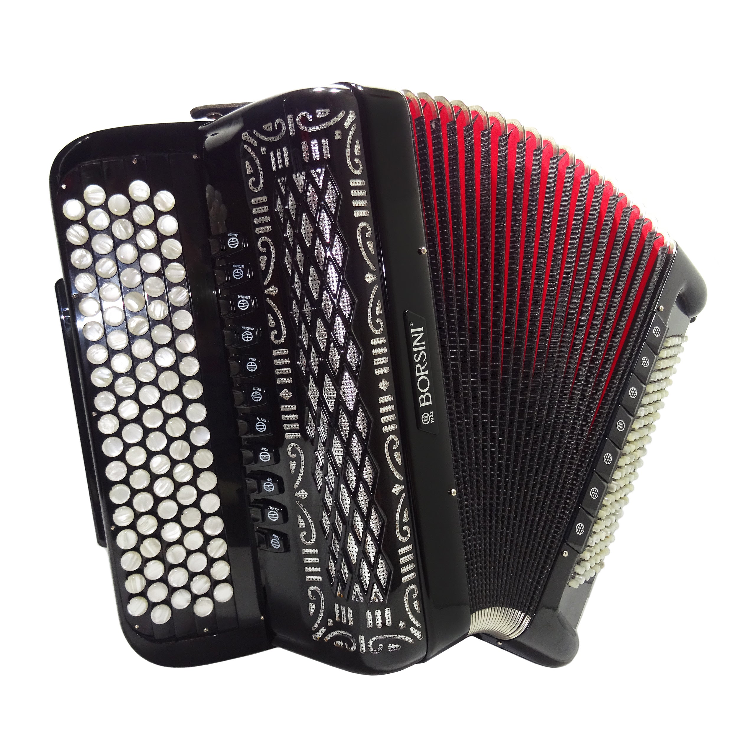 Rare Original Borsini Professional 5 Row Button Accordion 120 Bass, made in Italy, C Griff, 2537, includes Straps and Case, Top Quality Accordion!