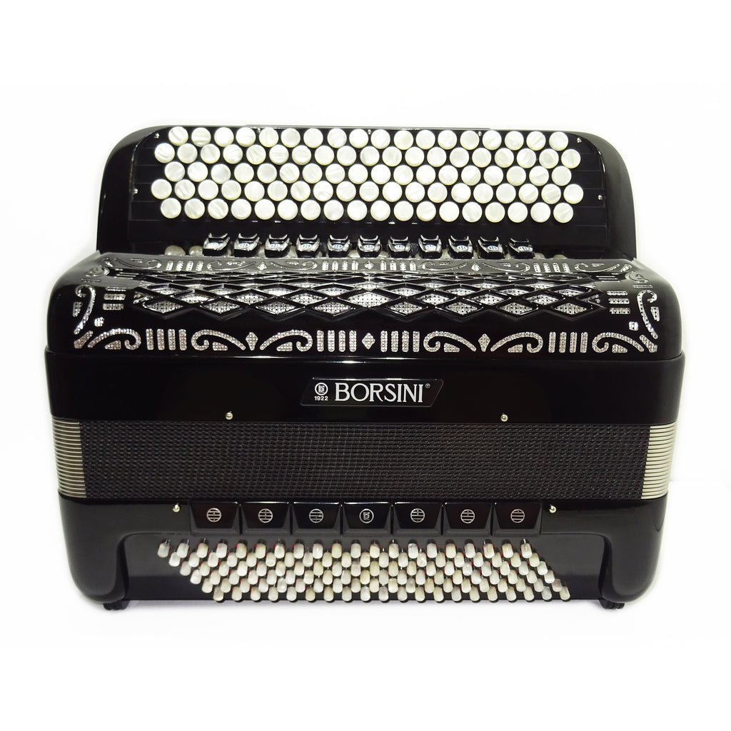 Rare Original Borsini Professional 5 Row Button Accordion 120 Bass, made in Italy, C Griff, 2537, includes Straps and Case, Top Quality Accordion!