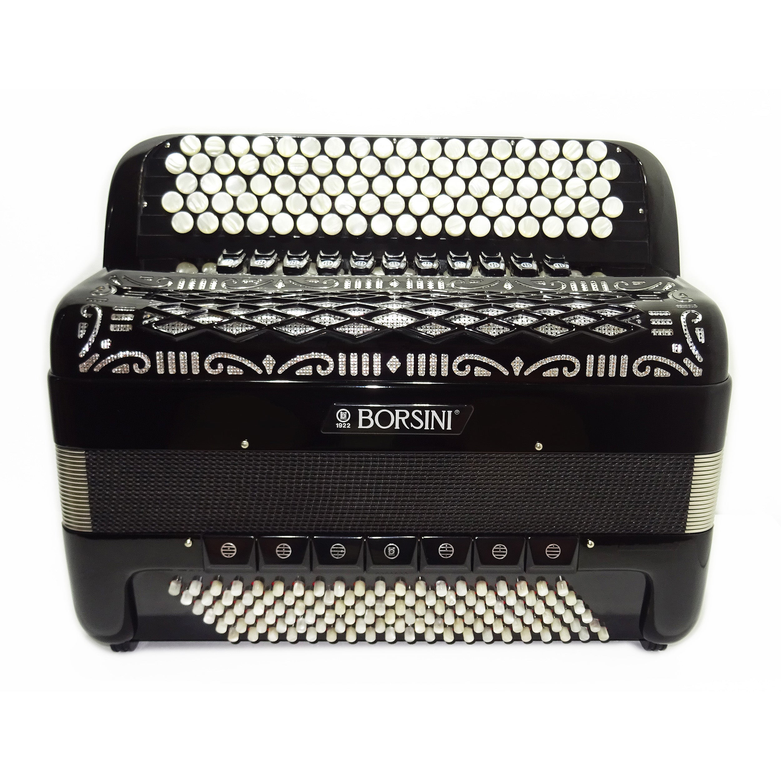 Rare Original Borsini Professional 5 Row Button Accordion 120 Bass, made in Italy, C Griff, 2537, includes Straps and Case, Top Quality Accordion!