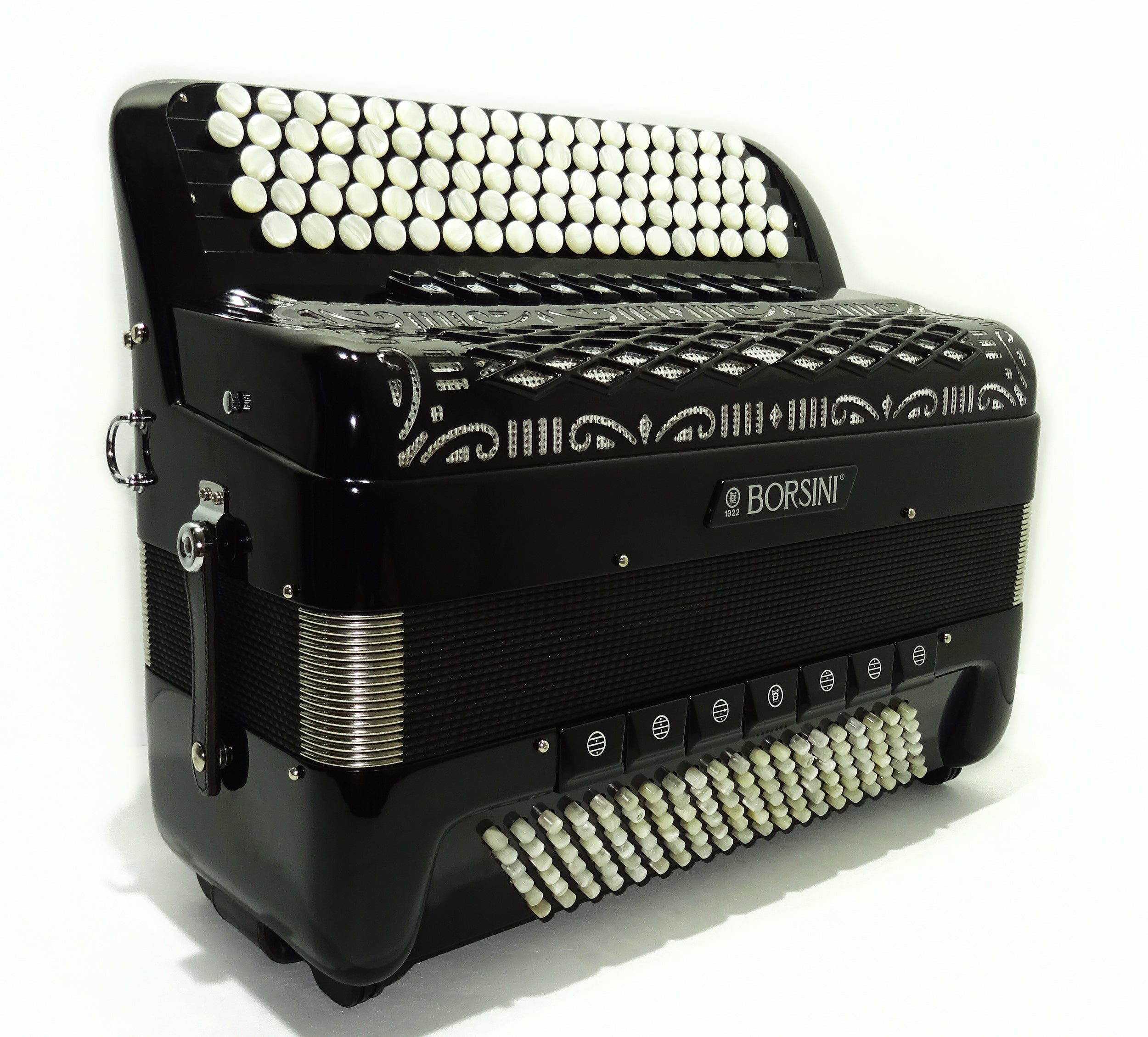 Rare Original Borsini Professional 5 Row Button Accordion 120 Bass, made in Italy, C Griff, 2537, includes Straps and Case, Top Quality Accordion!