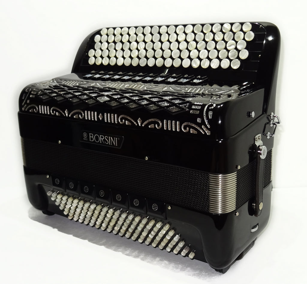 Rare Original Borsini Professional 5 Row Button Accordion 120 Bass, made in Italy, C Griff, 2537, includes Straps and Case, Top Quality Accordion!