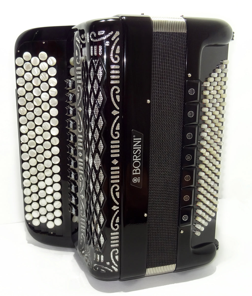Rare Original Borsini Professional 5 Row Button Accordion 120 Bass, made in Italy, C Griff, 2537, includes Straps and Case, Top Quality Accordion!