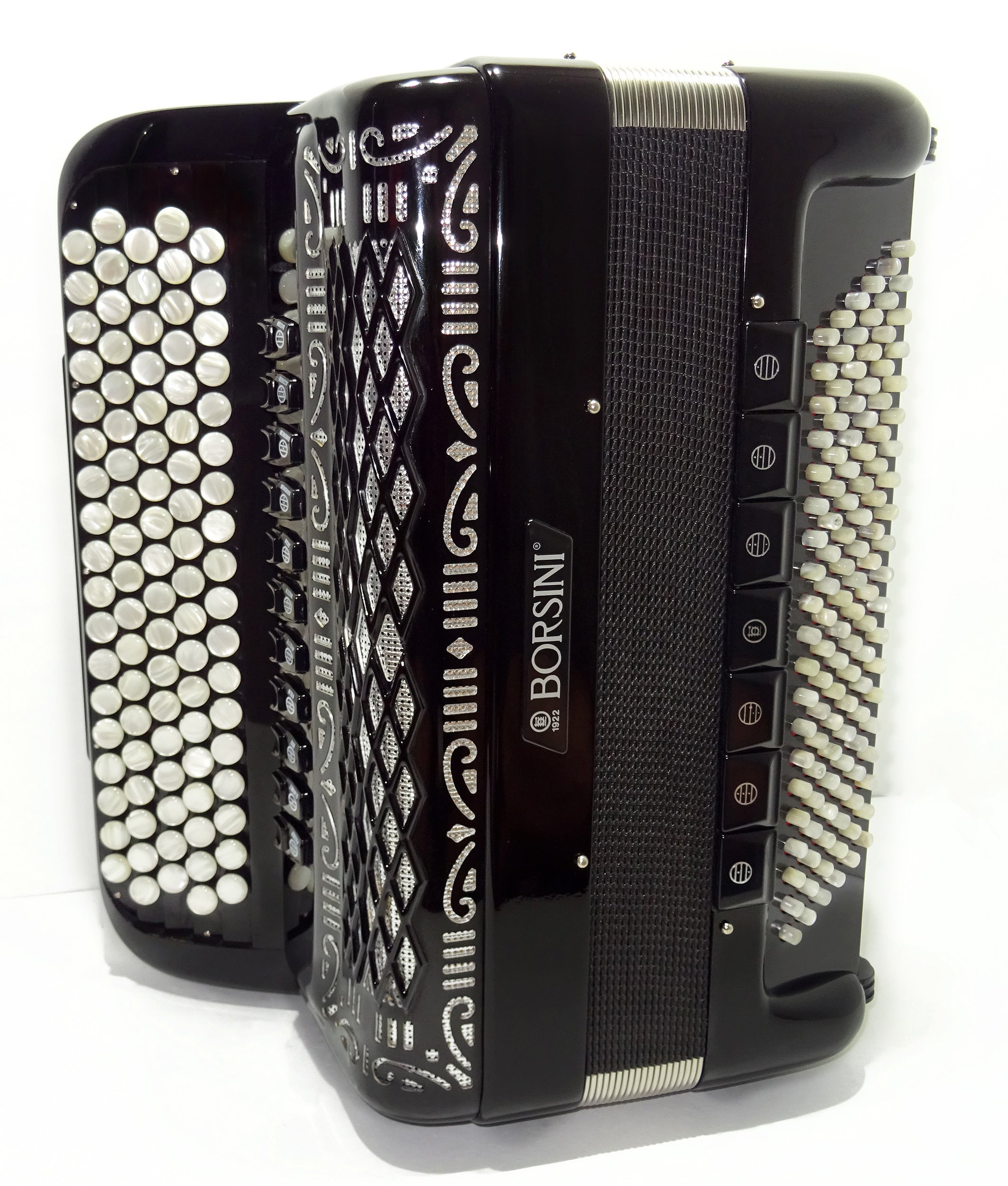 Rare Original Borsini Professional 5 Row Button Accordion 120 Bass, made in Italy, C Griff, 2537, includes Straps and Case, Top Quality Accordion!
