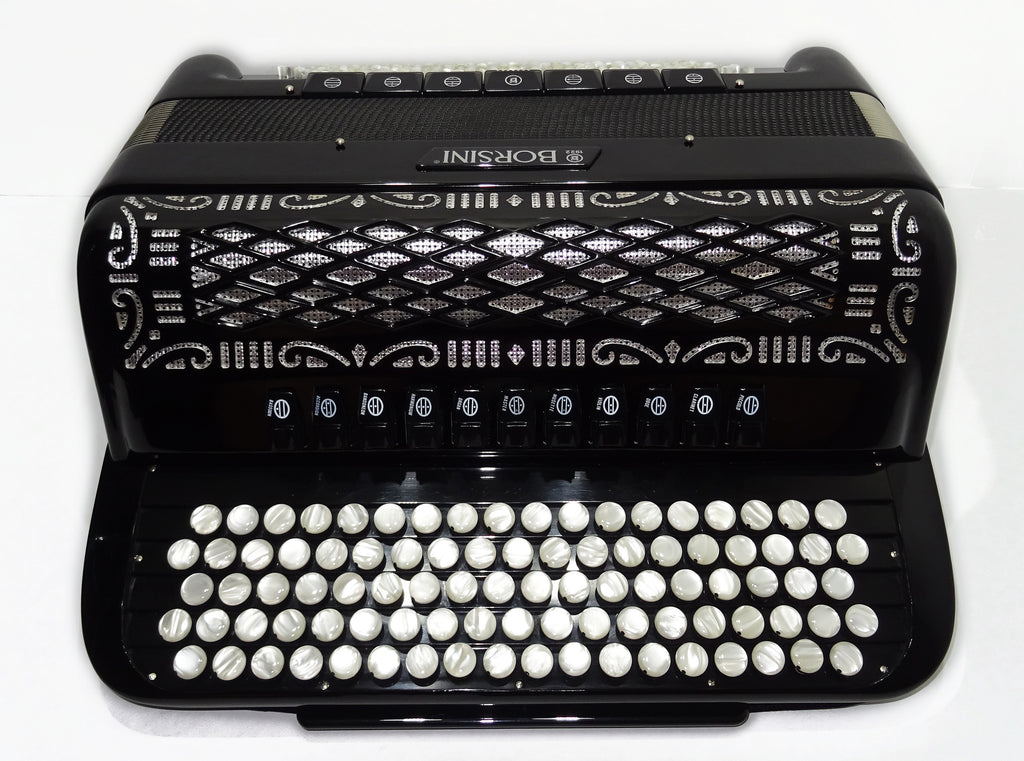 Rare Original Borsini Professional 5 Row Button Accordion 120 Bass, made in Italy, C Griff, 2537, includes Straps and Case, Top Quality Accordion!