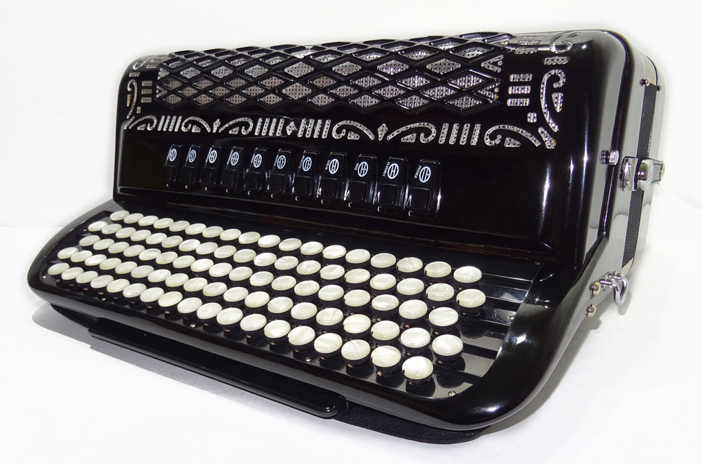 Rare Original Borsini Professional 5 Row Button Accordion 120 Bass, made in Italy, C Griff, 2537, includes Straps and Case, Top Quality Accordion!
