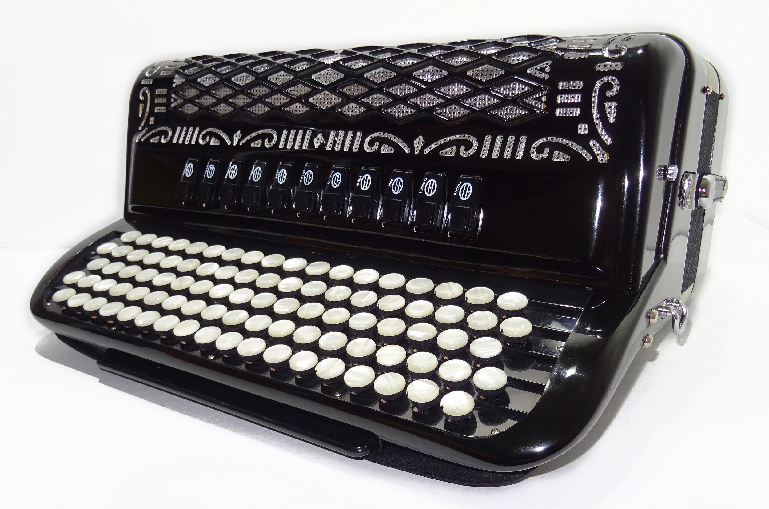 Rare Original Borsini Professional 5 Row Button Accordion 120 Bass, made in Italy, C Griff, 2537, includes Straps and Case, Top Quality Accordion!