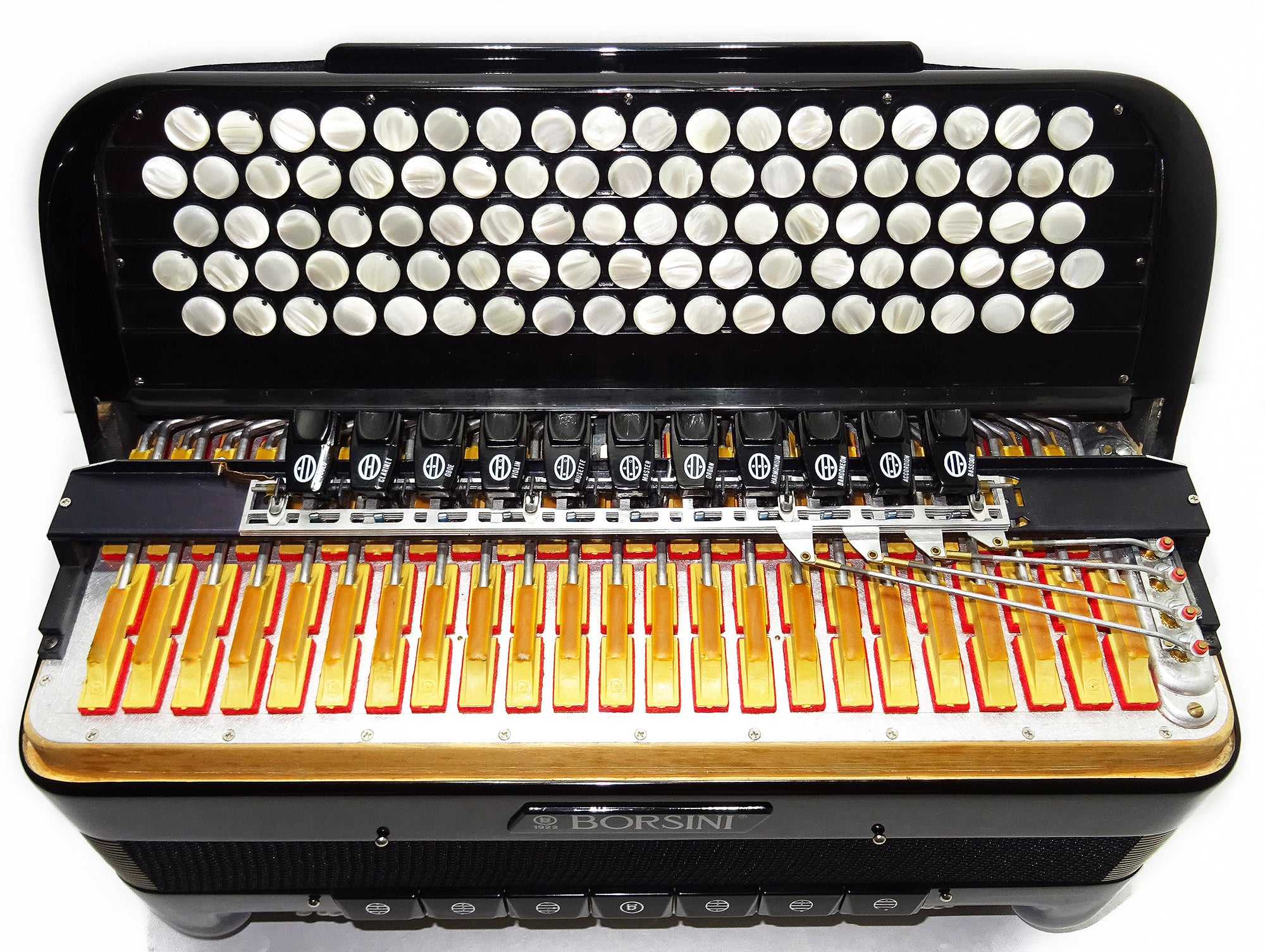 Rare Original Borsini Professional 5 Row Button Accordion 120 Bass, made in Italy, C Griff, 2537, includes Straps and Case, Top Quality Accordion!