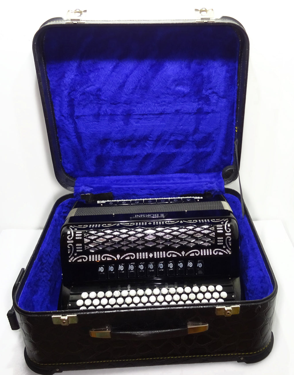 Rare Original Borsini Professional 5 Row Button Accordion 120 Bass, made in Italy, C Griff, 2537, includes Straps and Case, Top Quality Accordion!