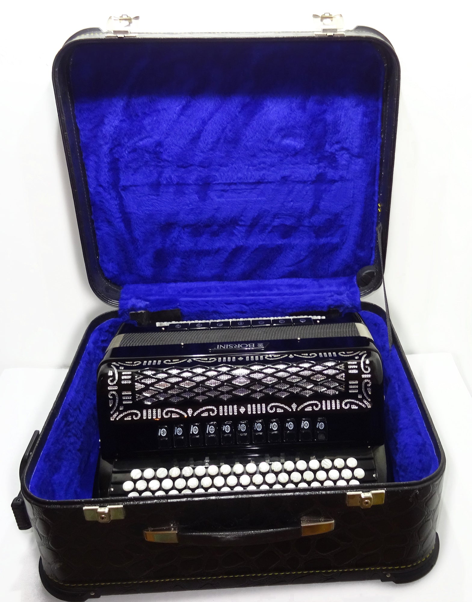Rare Original Borsini Professional 5 Row Button Accordion 120 Bass, made in Italy, C Griff, 2537, includes Straps and Case, Top Quality Accordion!