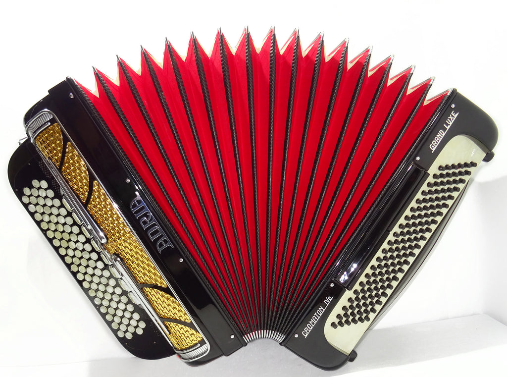 Adria Cromaton IV B Grand Luxe 5 Row Button Accordion 120 Bass, made in Italy, C Griff, Double Cassotto, 2536, includes Straps and Case, Amazing sound!